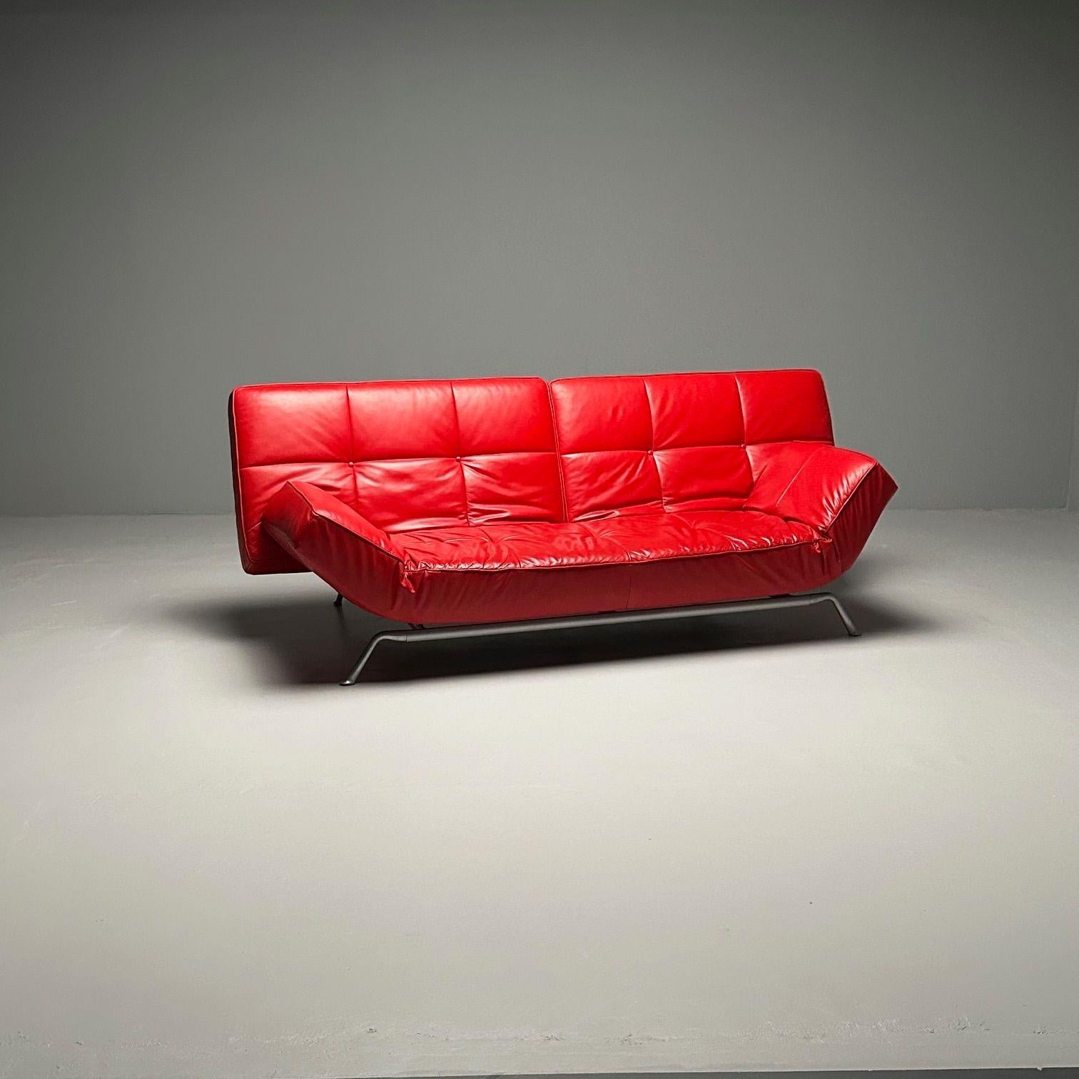 Pascal Mourgue, Ligne Roset, Smala Adjustable Daybed, Sofa, Red Leather, France In Good Condition In Stamford, CT