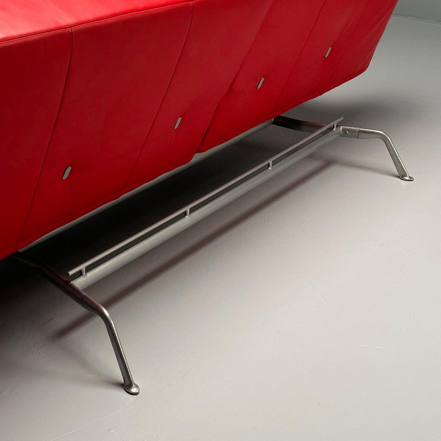 Contemporary Pascal Mourgue, Ligne Roset, Smala Adjustable Daybed, Sofa, Red Leather, France