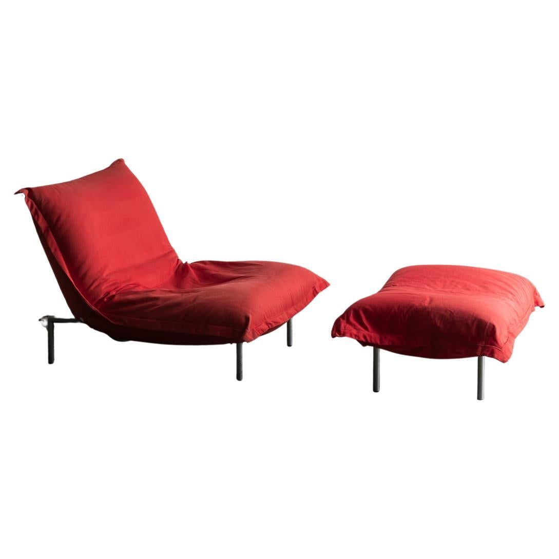 Pascal Mourgue Lounge Chair 'Calin' incl Hocker for Ligne Roset, France, 1990s For Sale