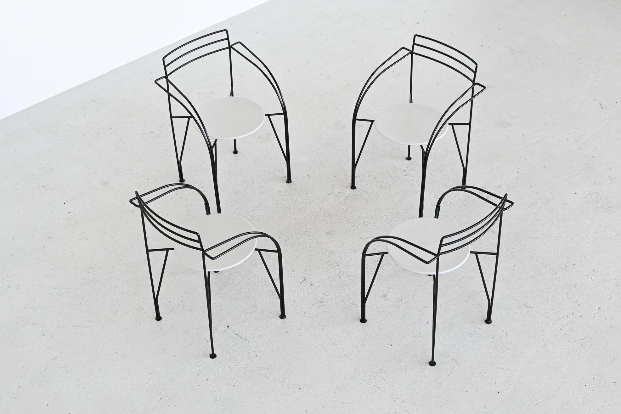 Powder-Coated Pascal Mourgue Silver Moon Dining Chairs Fermob, France, 1985