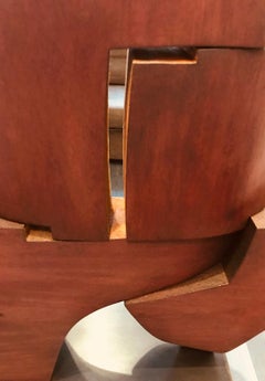 Geometric abstract, mahogany sculpture, mid century style, Pascal Pierme