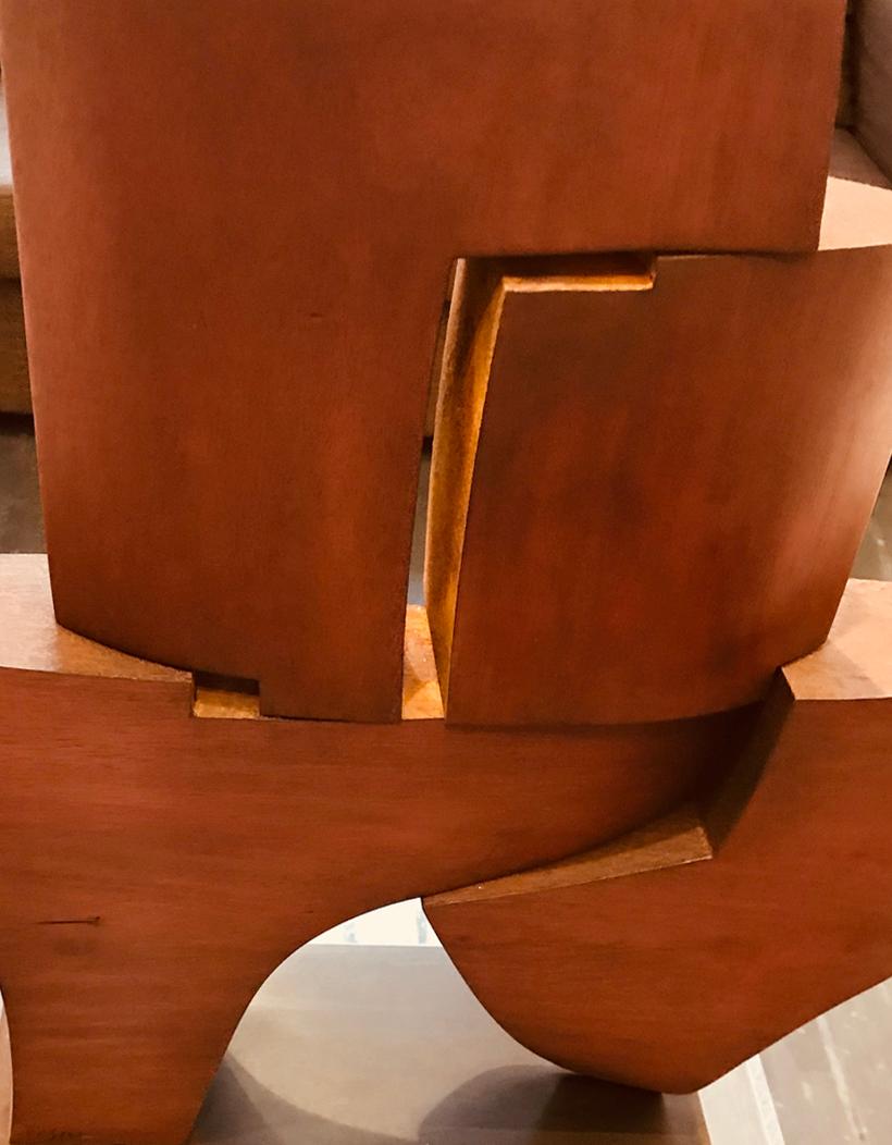 Geometric abstract, mahogany sculpture, mid century style, Pascal Pierme For Sale 4