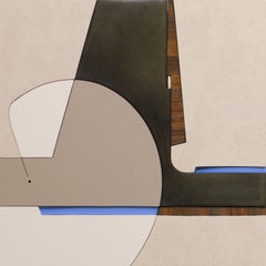 Mural sculpture, earth tone and blue, mid century, Blue Motion