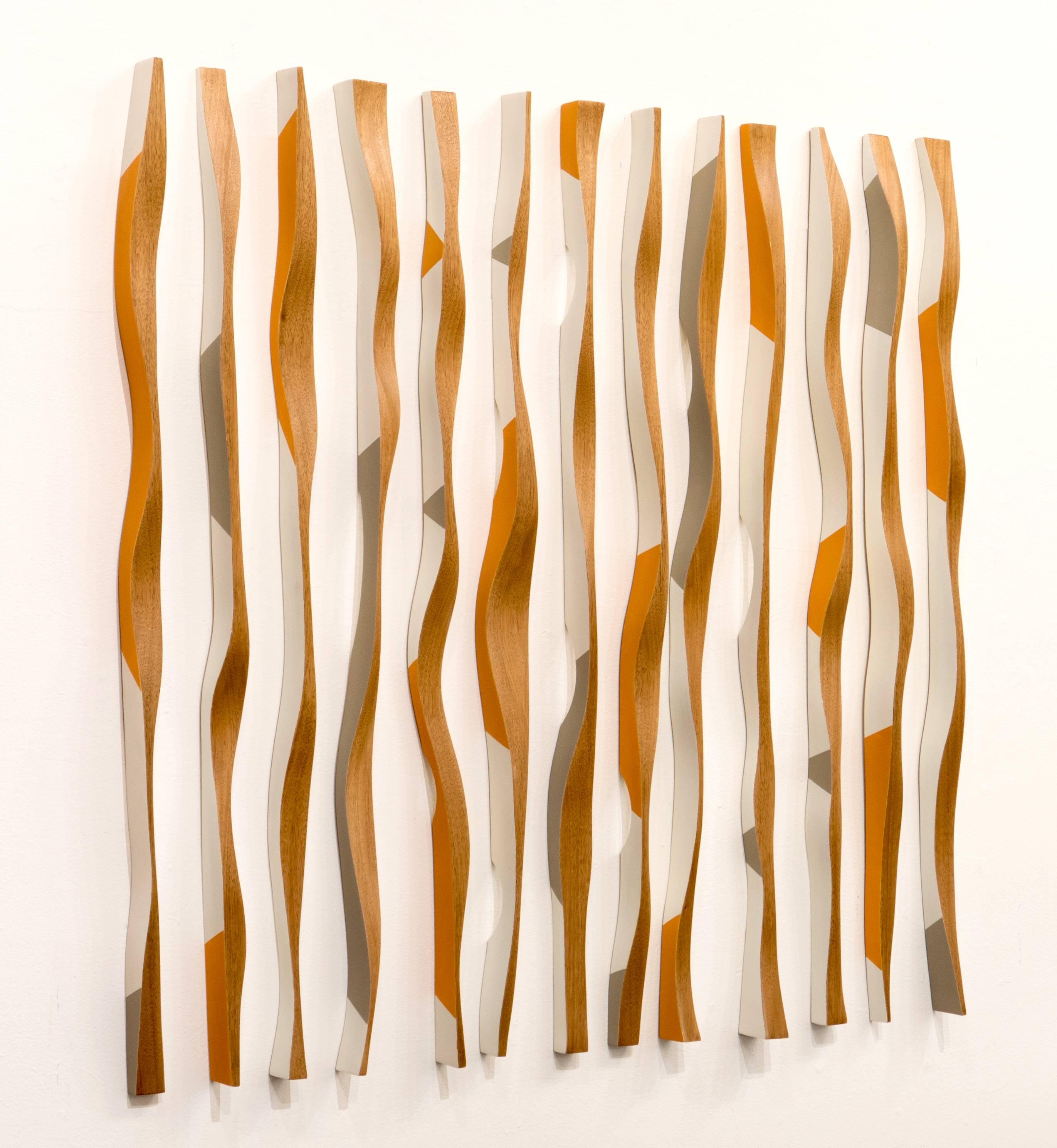 Mahogany installation  images showing: left side, right side, face view and how a similar piece is installed on the wall   

Pascal creates an extraordinary range of abstract meditations that seem to arise directly from the medium itself, rather