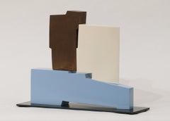  Pascal Pierme - Petite Aclair 5 (tricolor) - steel sculpture - cream, blue