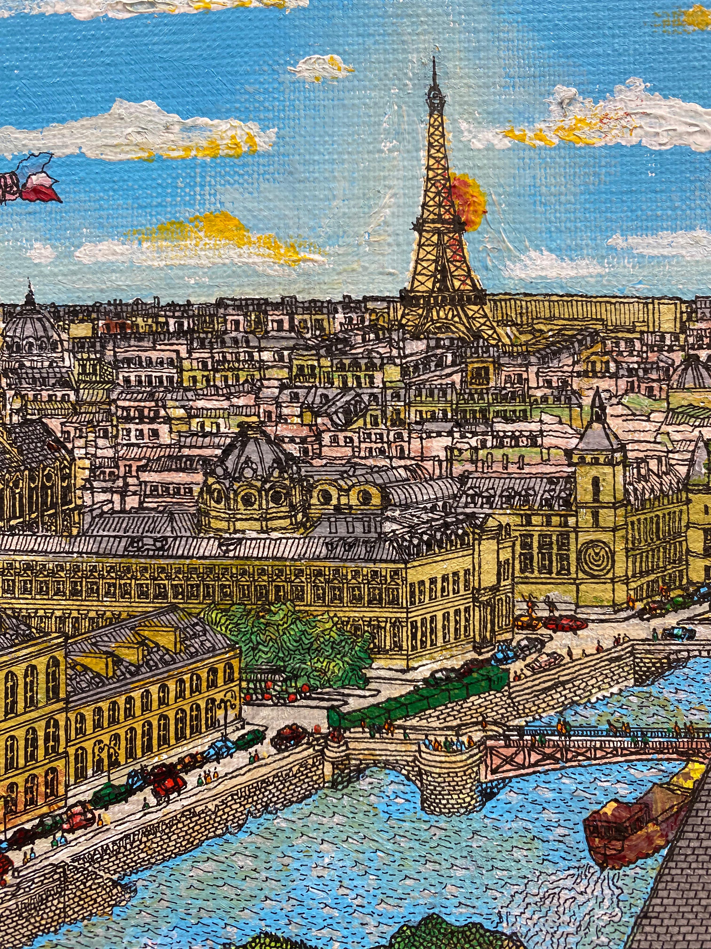 French Contemporary Art by Pascal Plazanet - Paris depuis l’Hotel de Ville For Sale 3