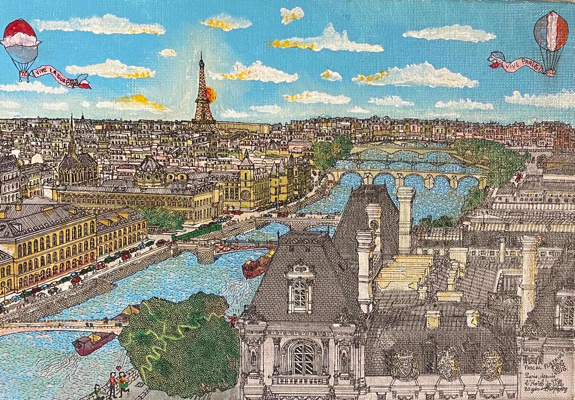 Arte contemporanea francese di Pascal Pascal - Paris depuis l'Hotel de Ville