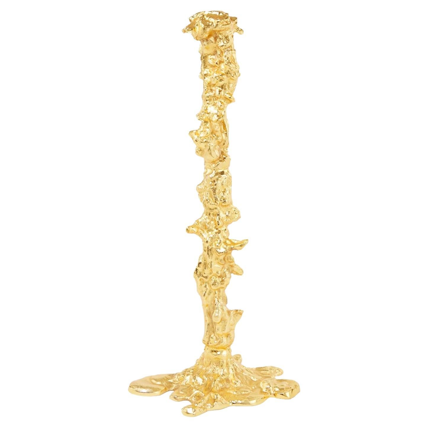 Pascal Smelik, Drip Candlestick 'L' Brass Plated for Pols Potten, Dutch Design