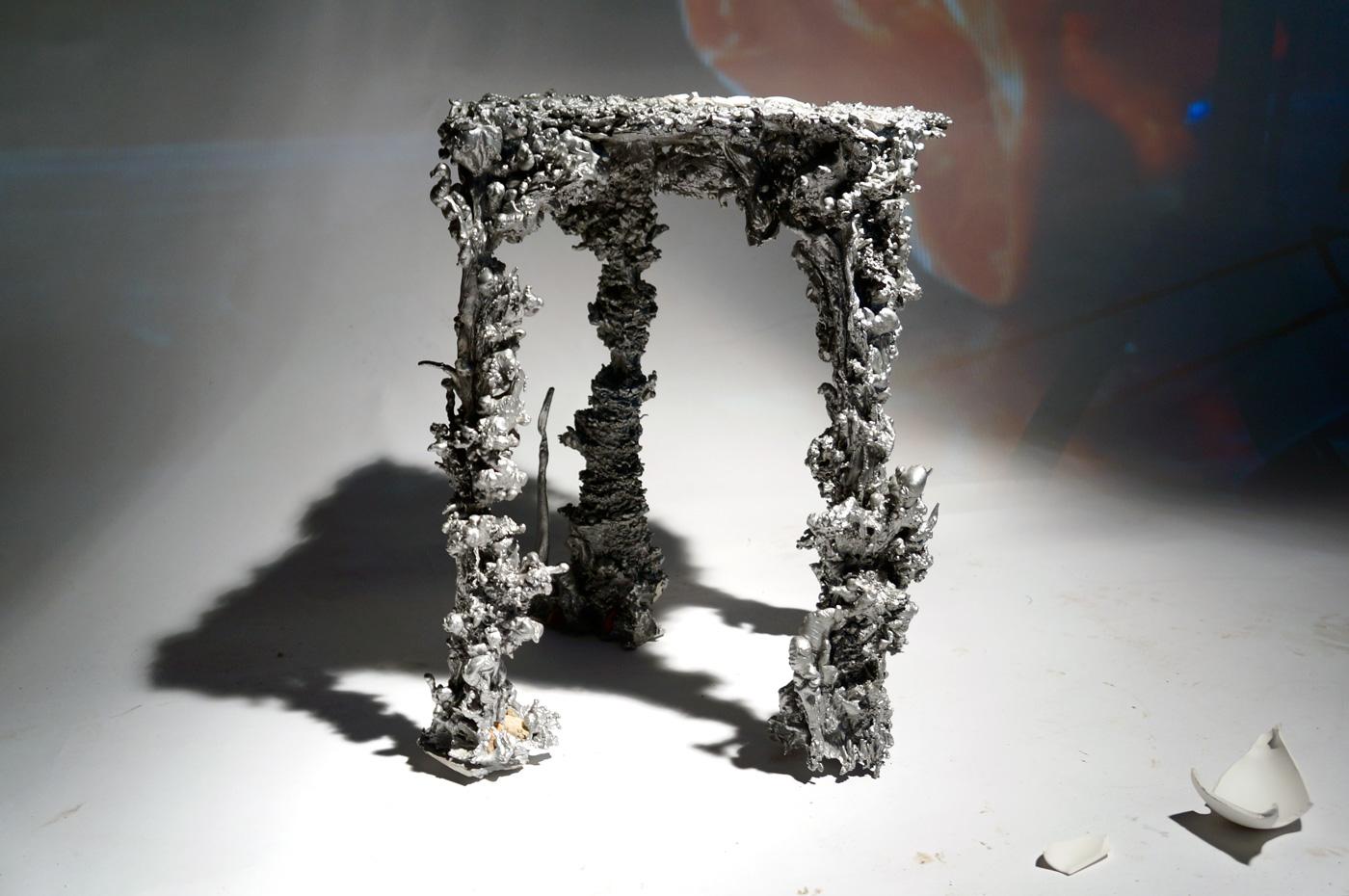 Dutch Pascal Smelik, The Upside Down Stool, Cast Aluminum, 2009, Proof of Concept, AP