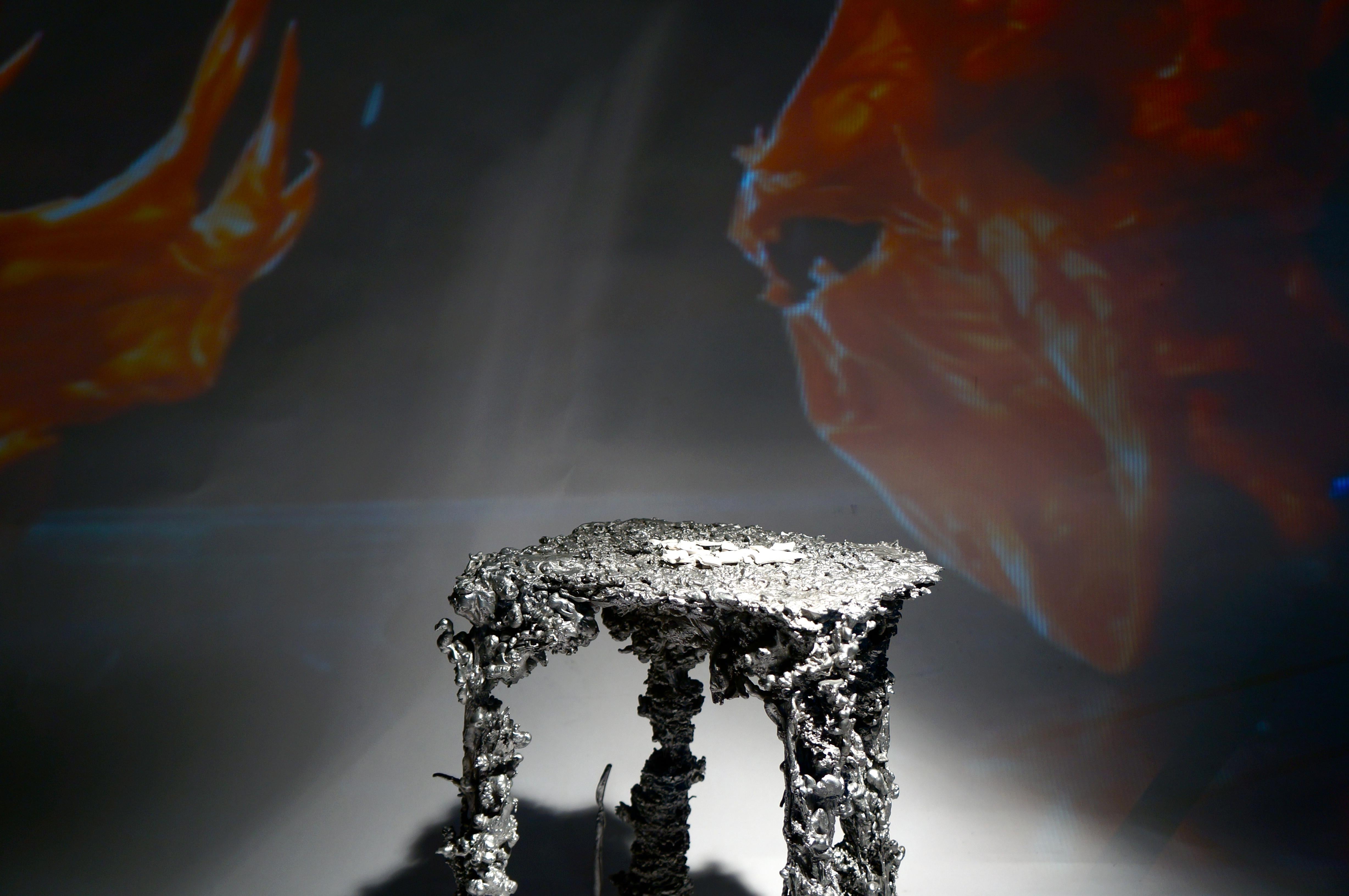 Organic Modern Pascal Smelik, The Upside Down Stool, Casted Aluminum, 2009, Proof of Concept For Sale