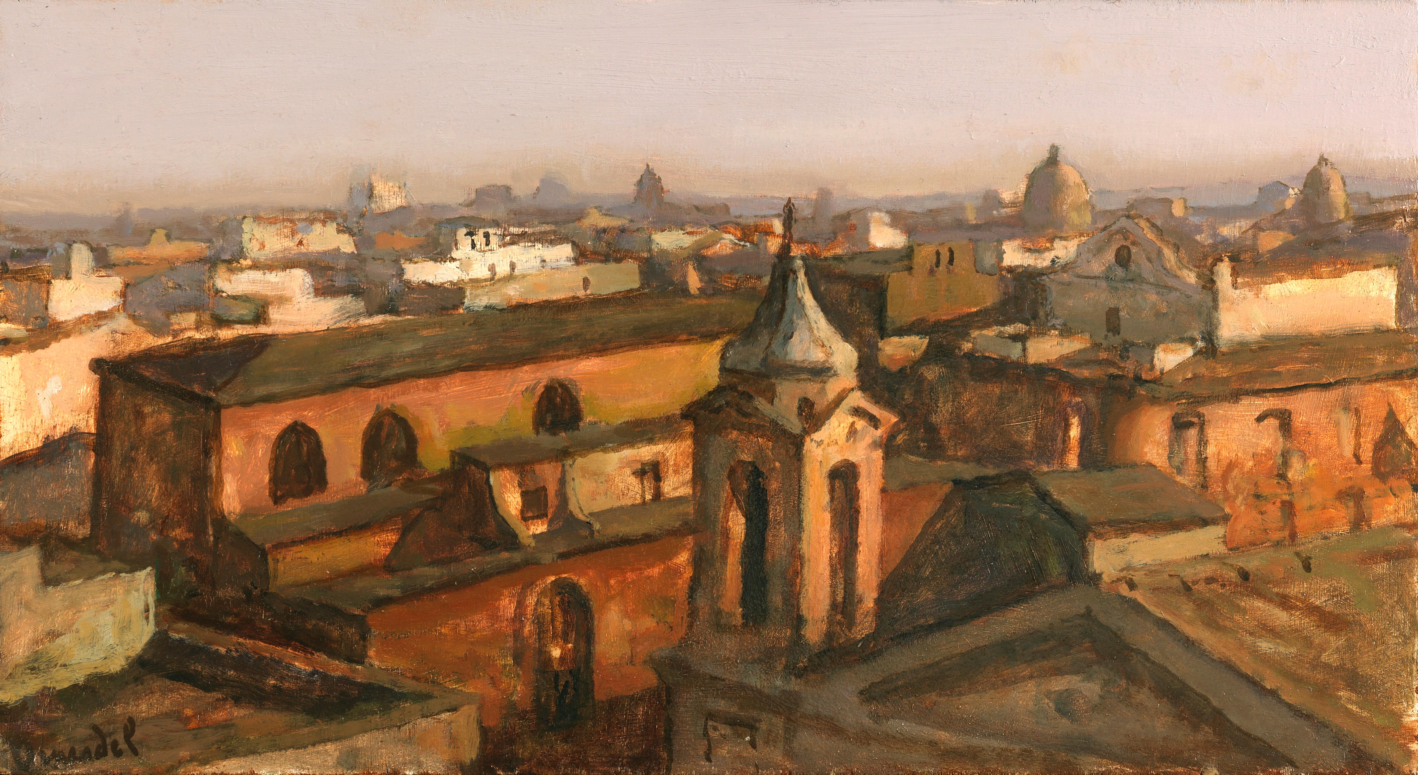 Rome, domes and convents - Painting by Pascal Vinardel 