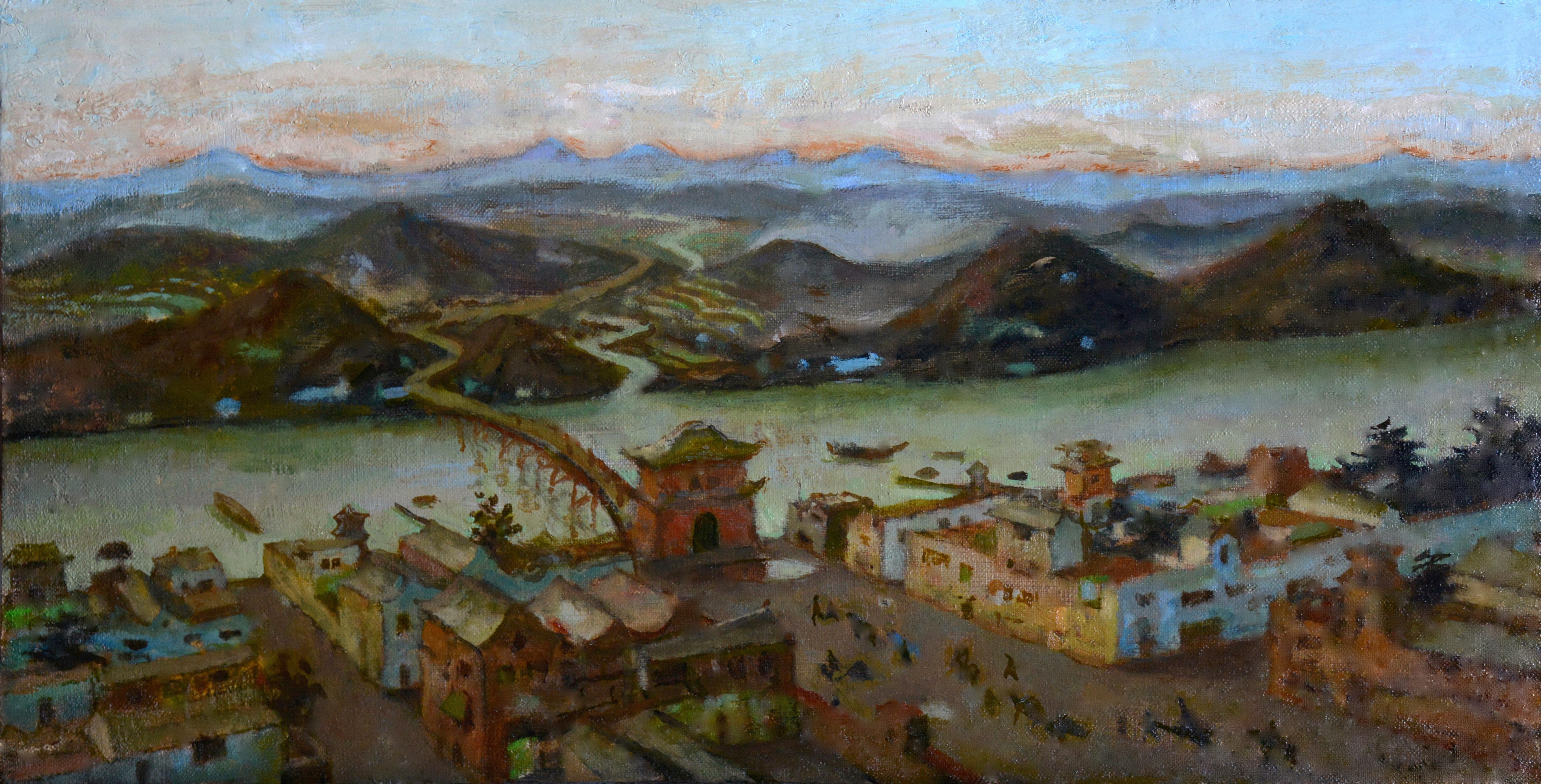 Pascal Vinardel Landscape Painting - Chinese city