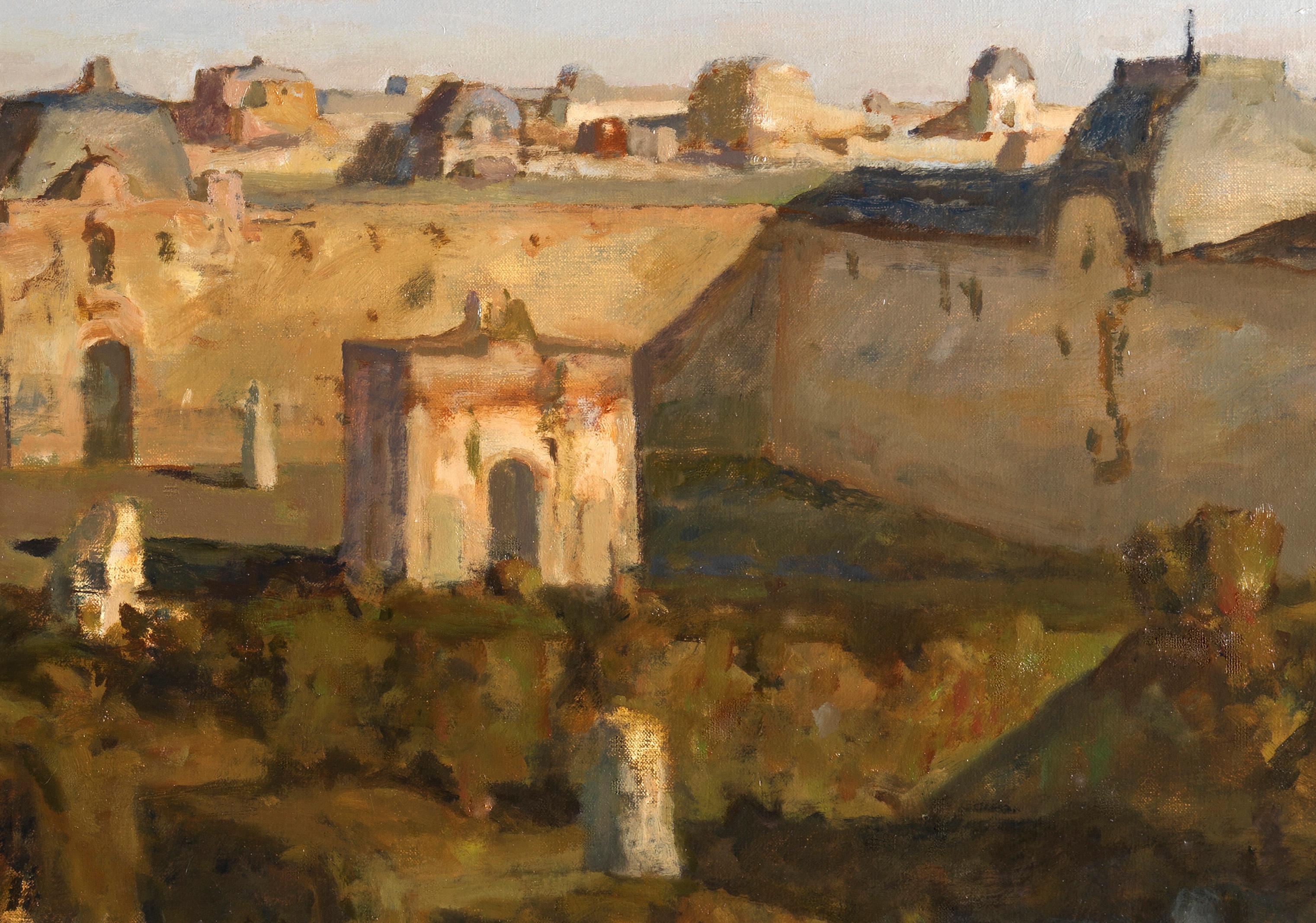 L'Aéroplane (dipinto di Parigi) - Figurative Painting Marrone di Pascal Vinardel
