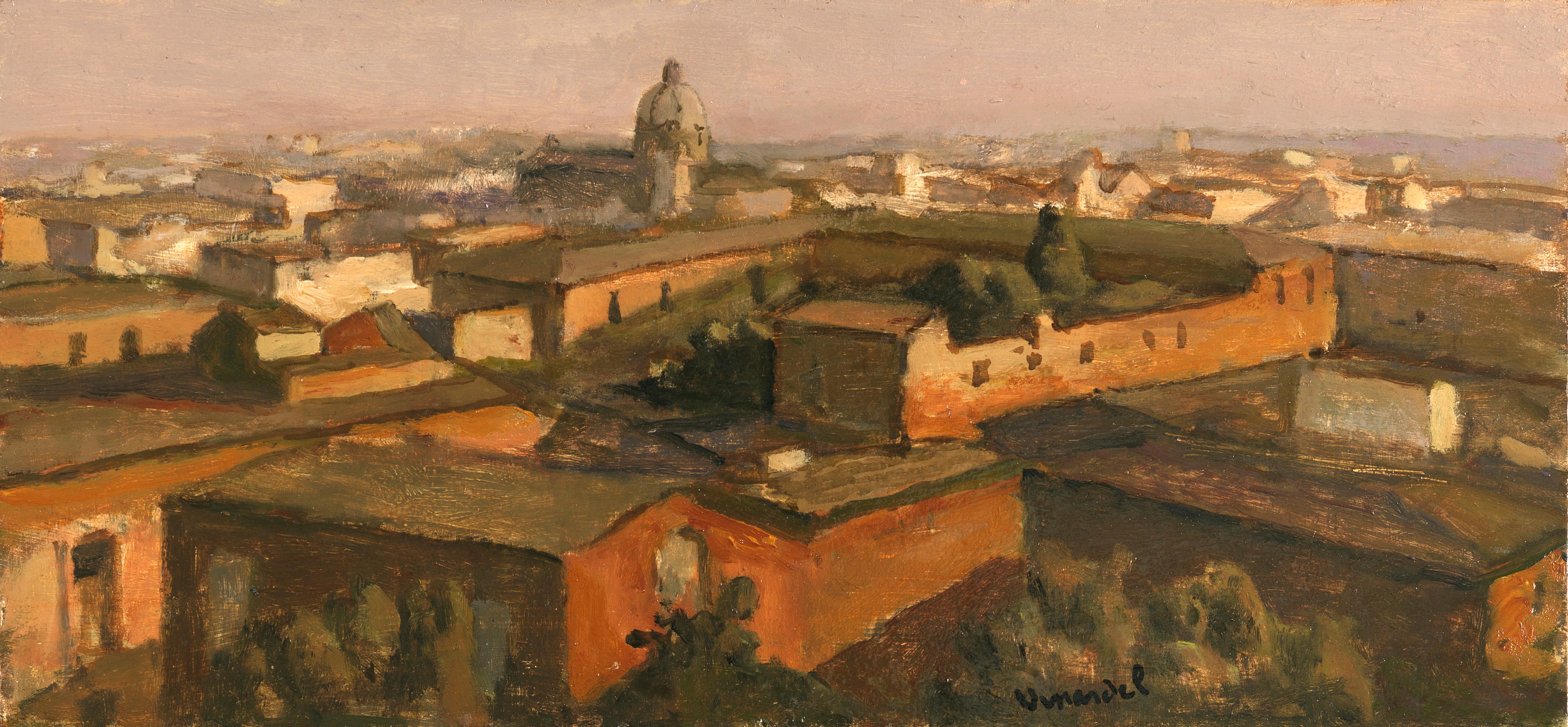 Rome, basilica, evening, dust - Painting by Pascal Vinardel