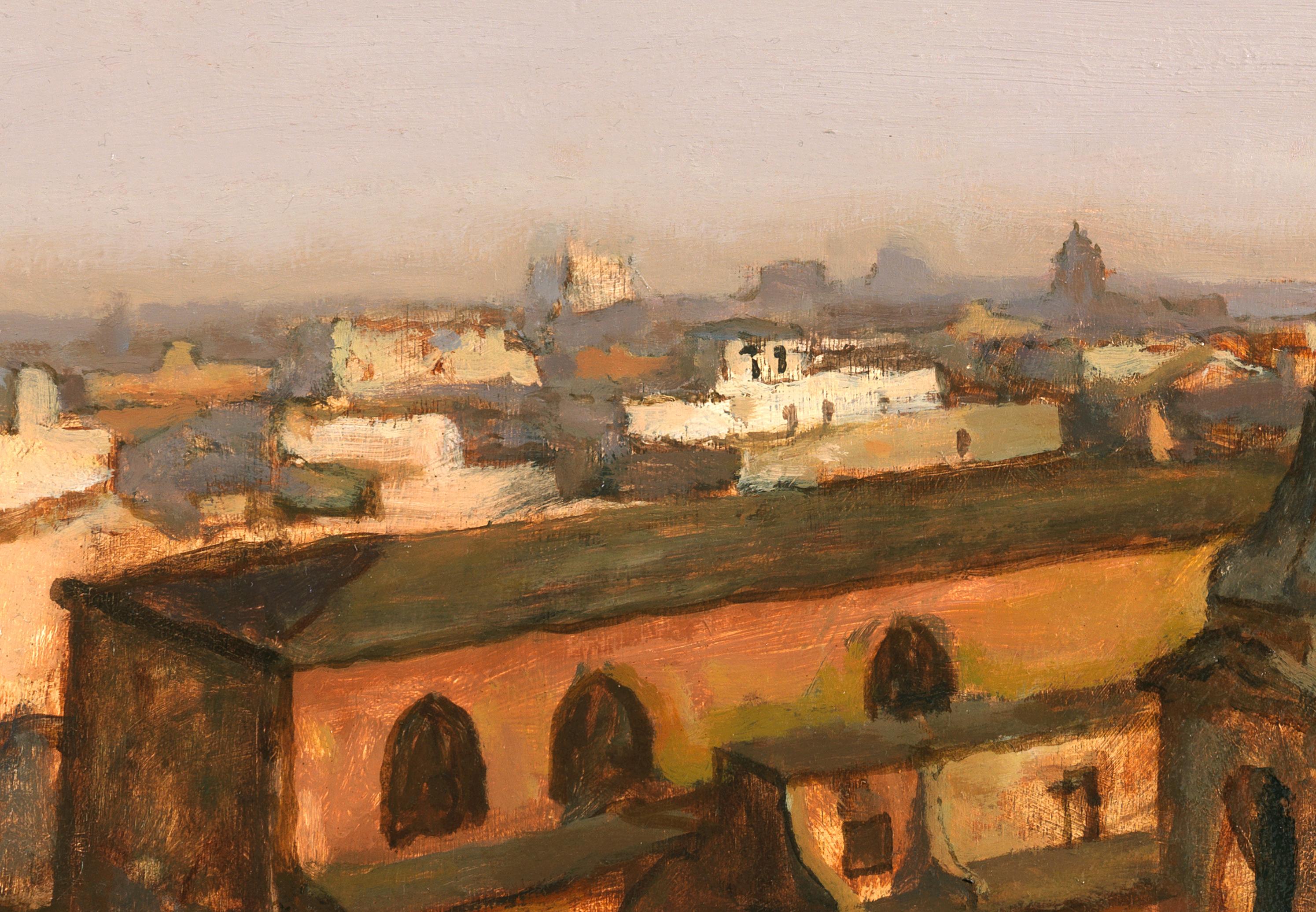 Roma - Dômes Et Couvents - Landscape Painting Marrone di Pascal Vinardel