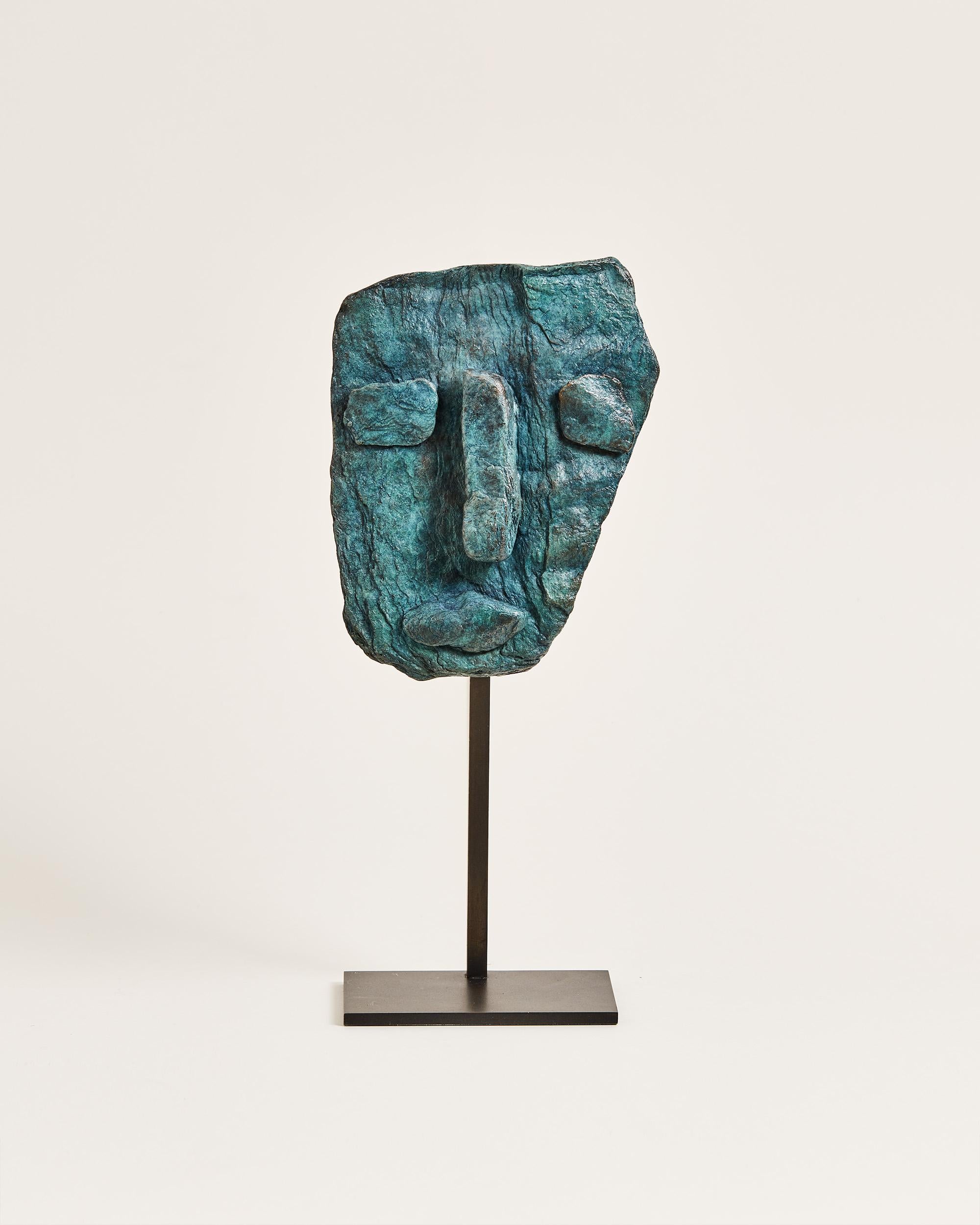 Pascale Hamelin Abstract Sculpture – Bronze Adam – Zeitgenössische Bronzeskulptur eines Porträts