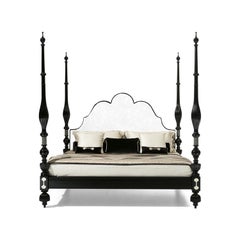 In stock in Los Angeles, Black Marrakesh Four Poster Pacha King Size Bed