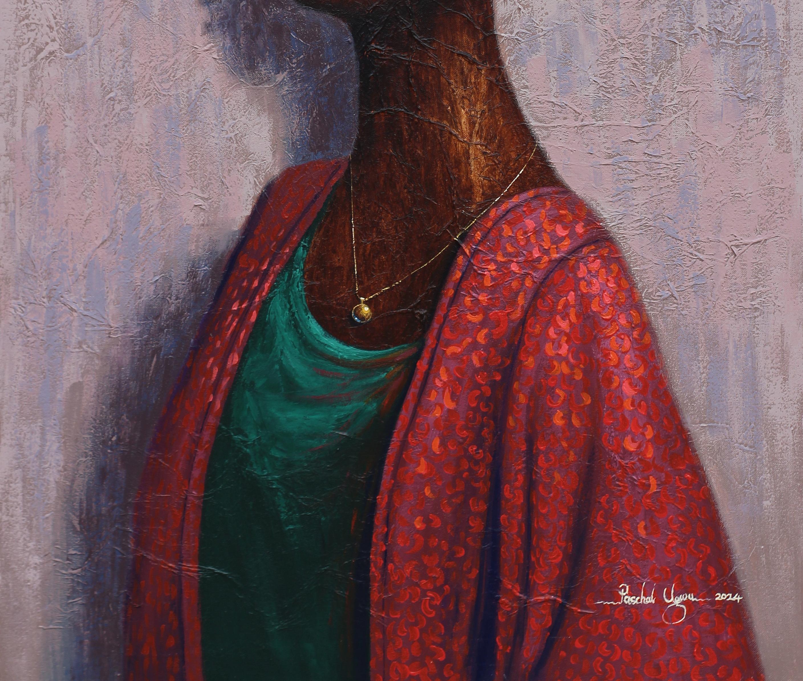 Serenity - 21st Century, Contemporary, Figurative, Neo-Expressionism, Modern - Neo-Expressionist Painting by Paschal Ugwu