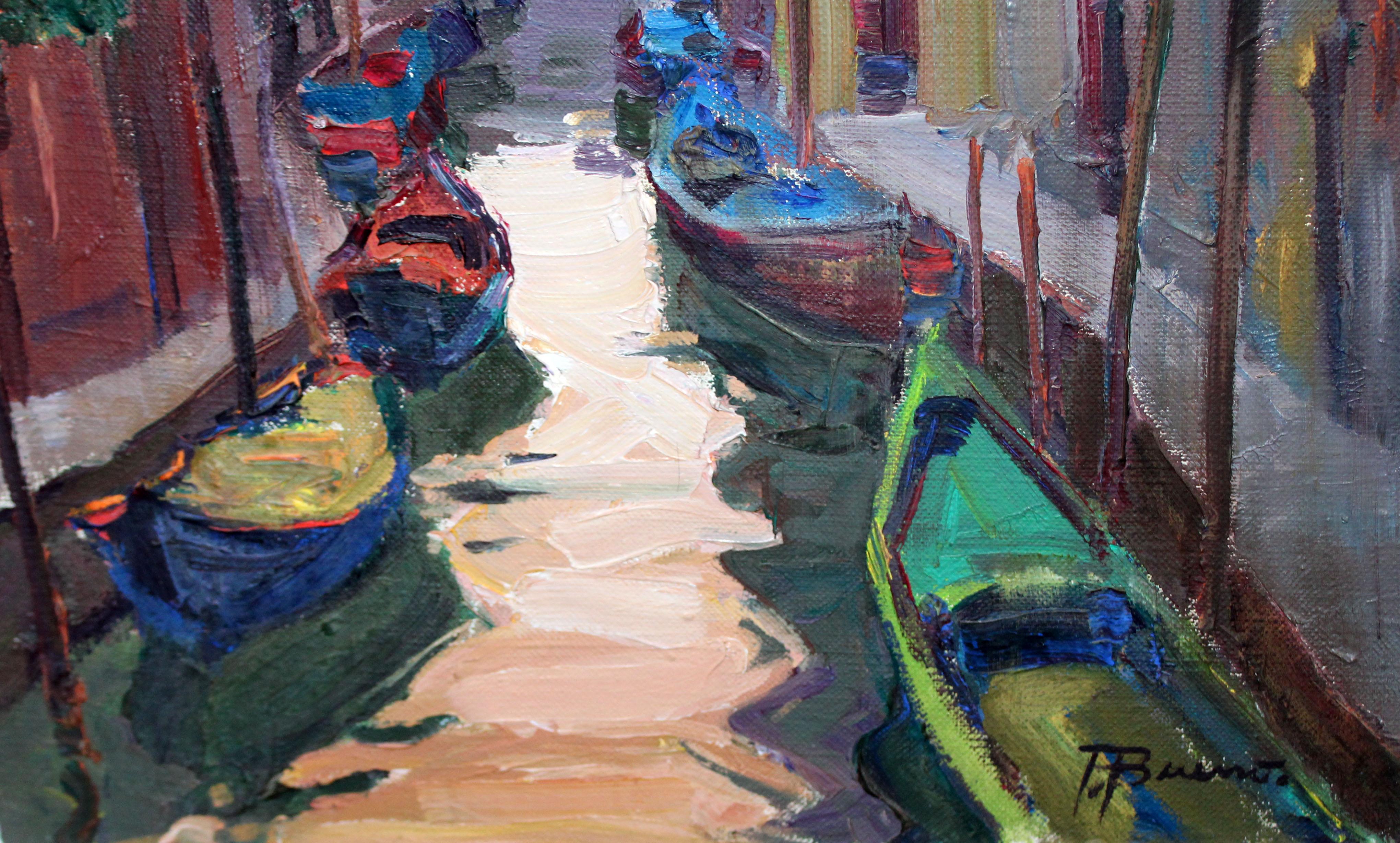 Canal veneciano - Óleo sobre tela im Angebot 1