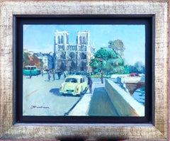 Notre-Dame Paris, Frankreich, Ölgemälde auf Karton, Gemälde Französische Stadtlandschaft