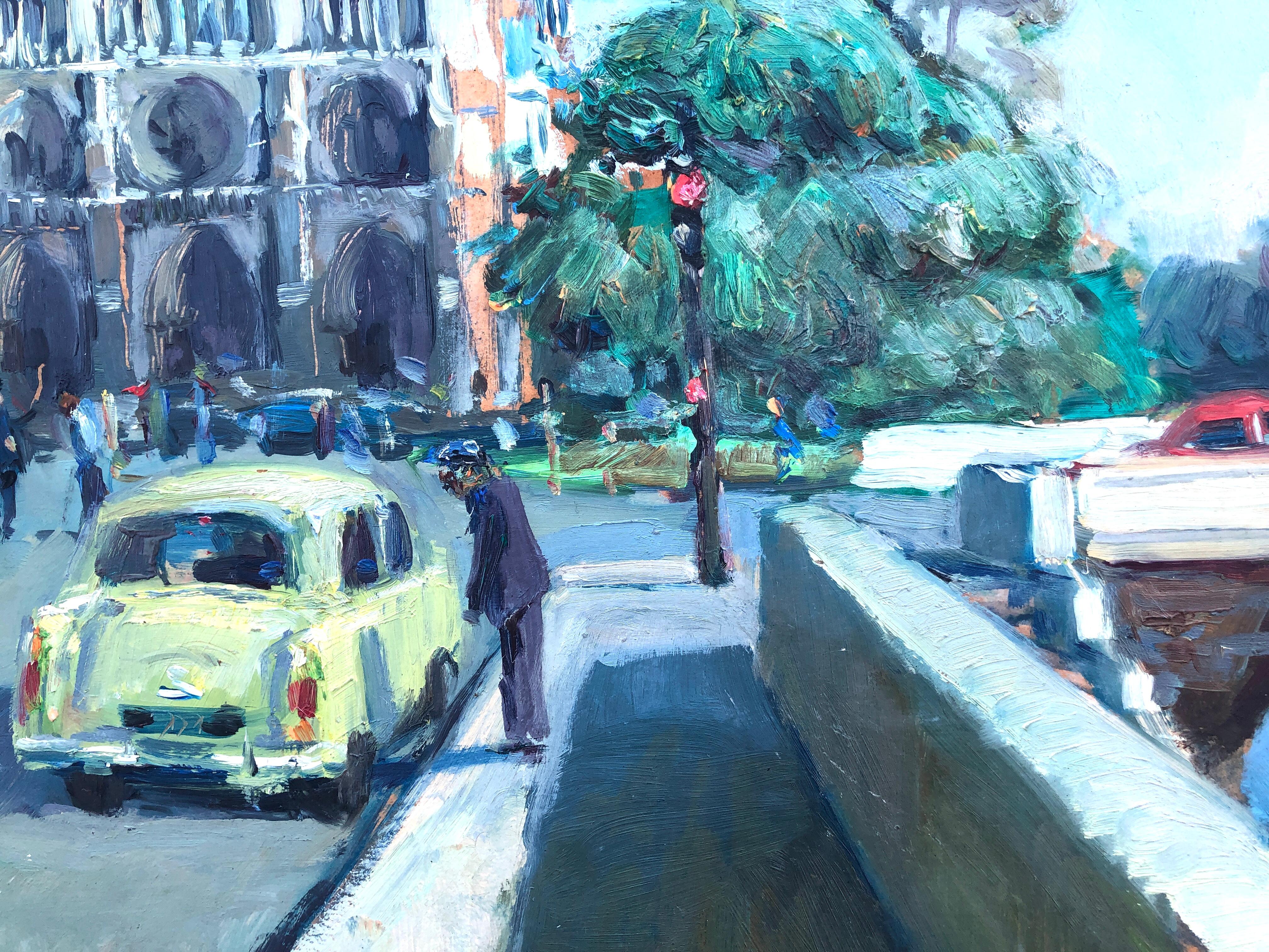 Notre-Dame París Francia óleo sobre tabla pintura paisaje urbano francés en venta 2