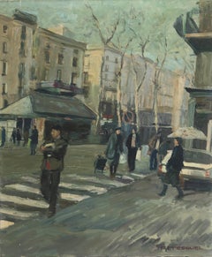 The Ramblas of Barcelona Spain oil on canvas painting urbanscape