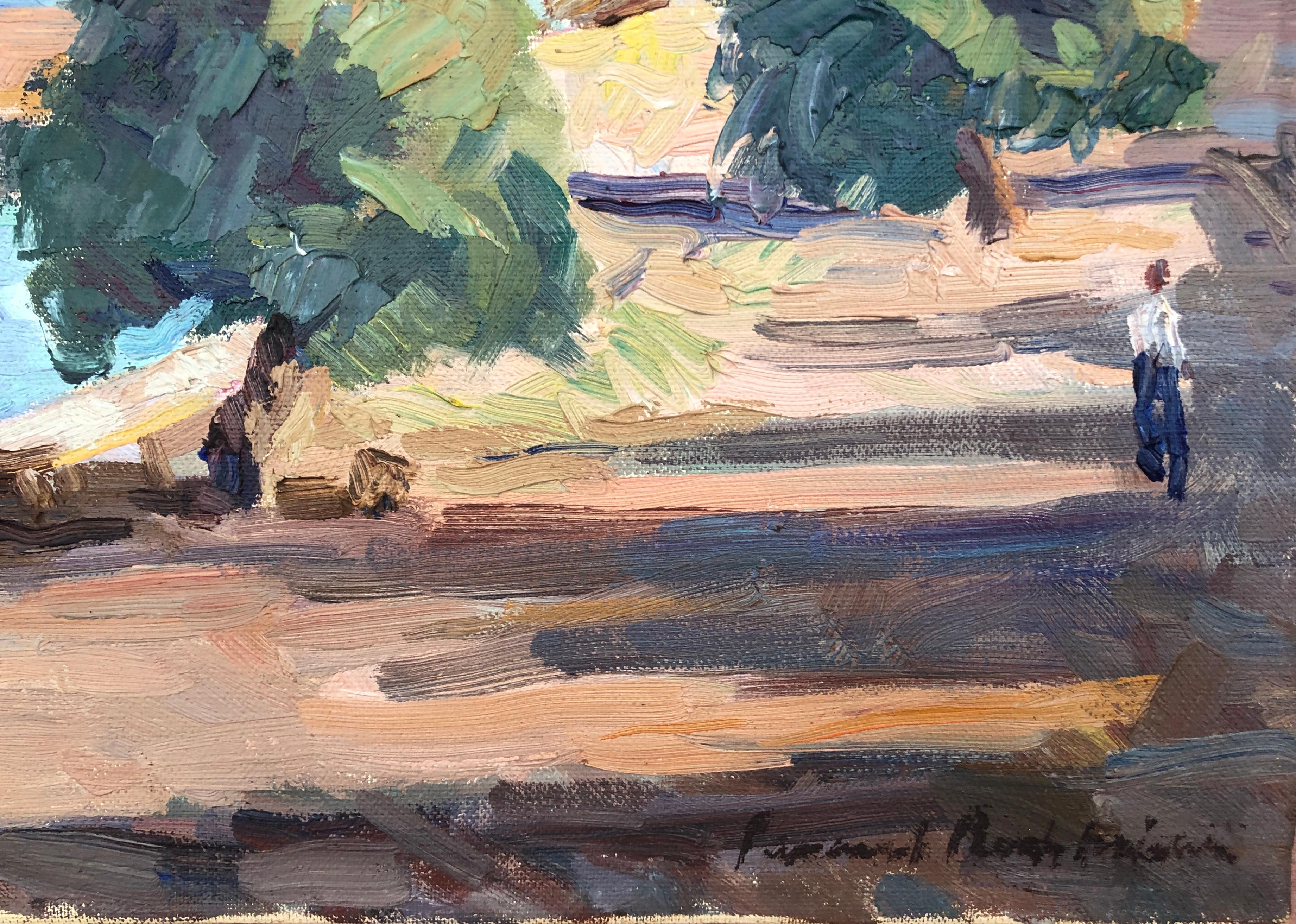 Roch Minue Ibiza landscape original oil on canvas spanish seascape Spain - Painting by Pascual Roch Minué