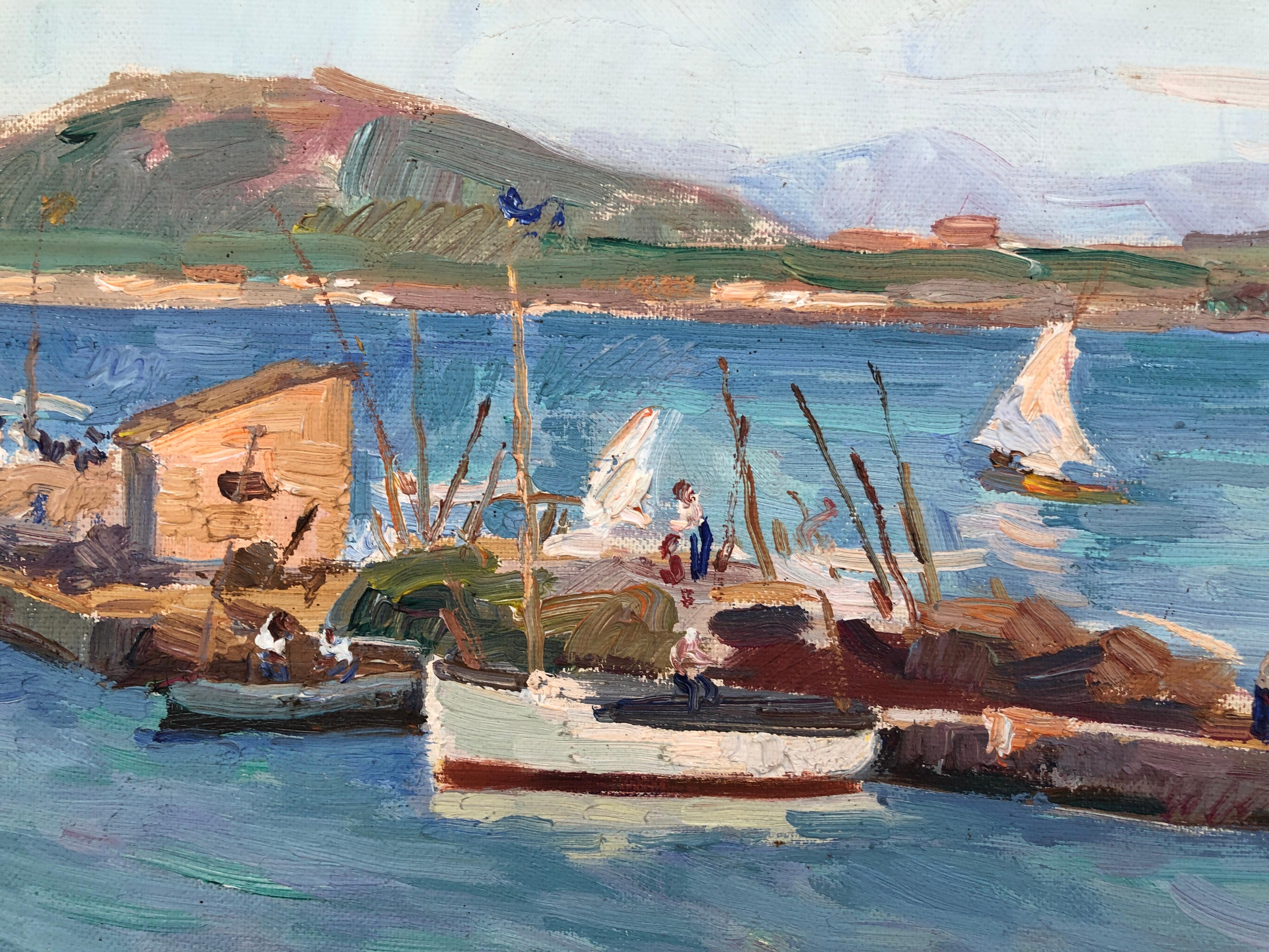 Frameless.

Pascual Roch Minue (1899-1977), promoter of Spanish impressionism.

His work is in several museums, national and international collections.

Roch Minue settled in Pollensa in 1942, he dedicated himself to painting the landscape / port in