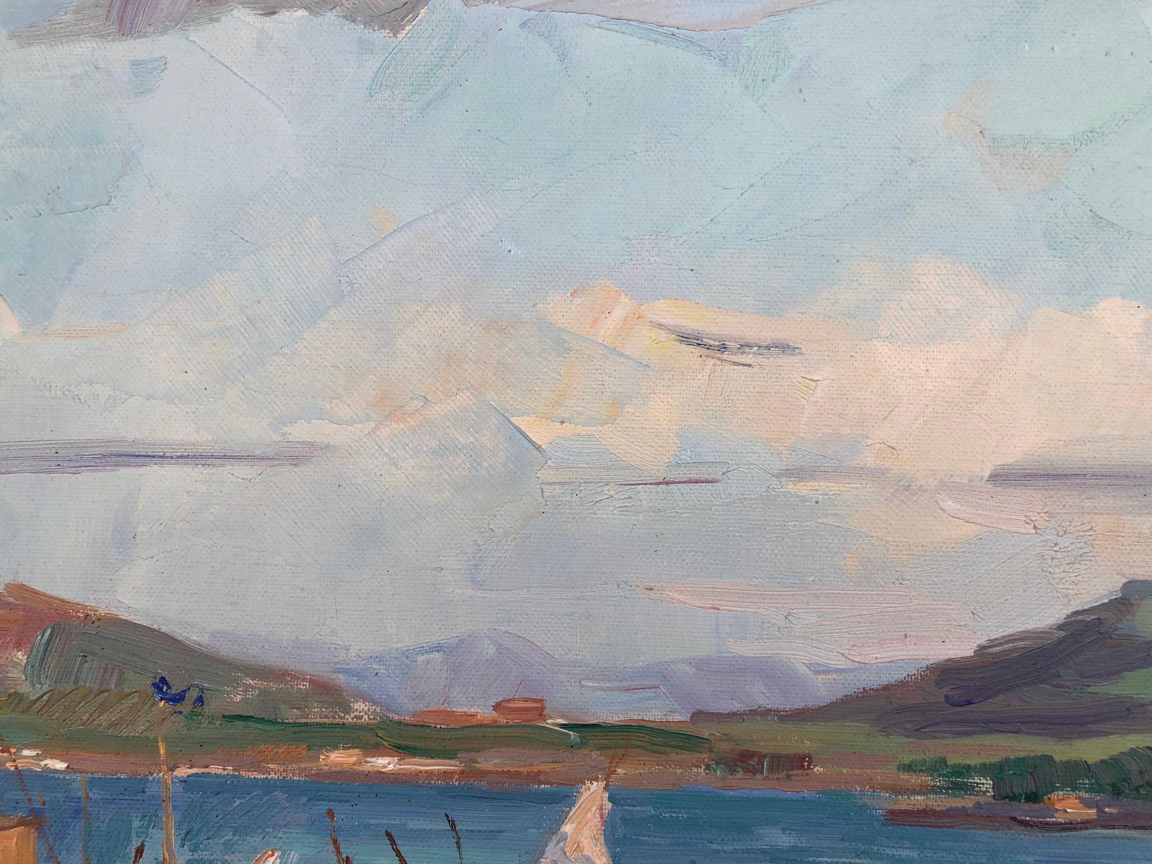 Roch Minue Ibiza landscape original oil on canvas spanish seascape Spain For Sale 1