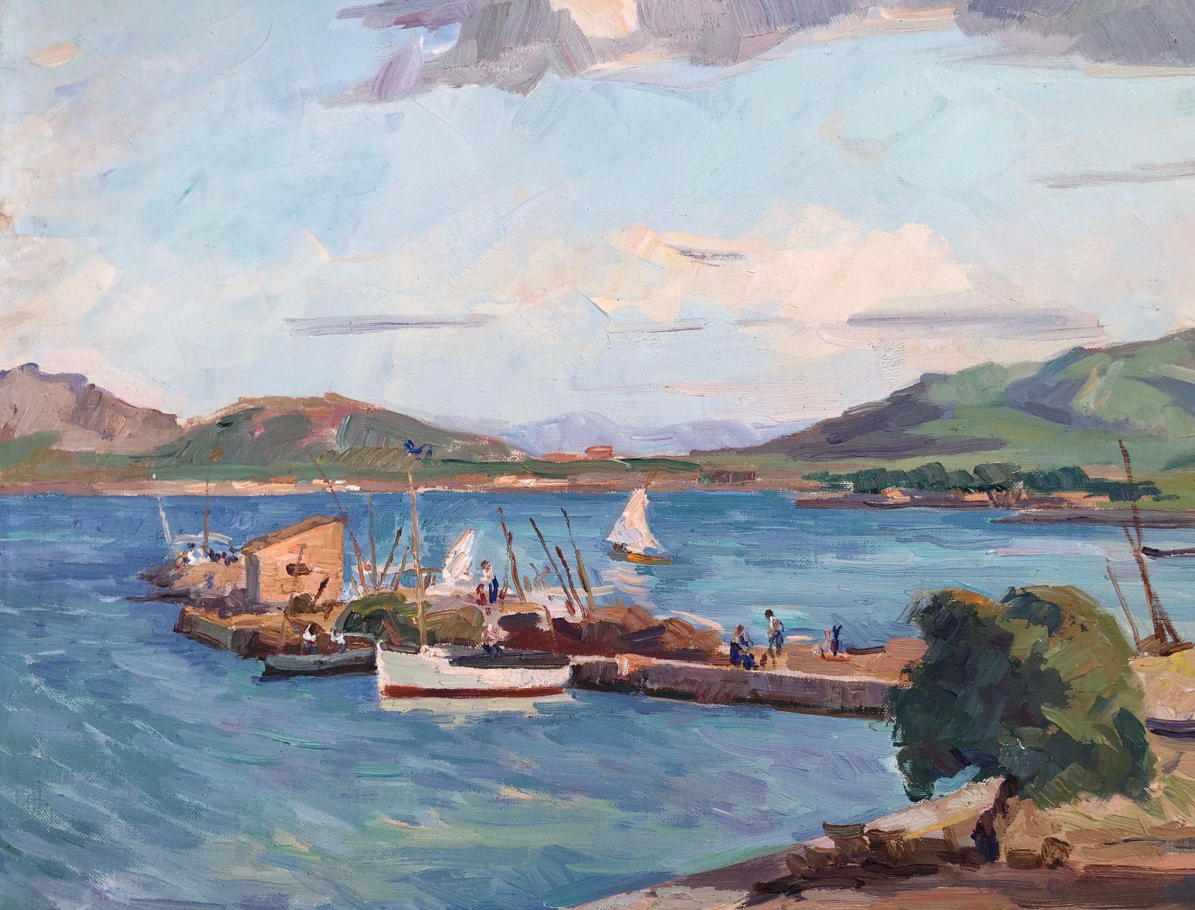Roch Minue Ibiza landscape original oil on canvas spanish seascape Spain For Sale 2