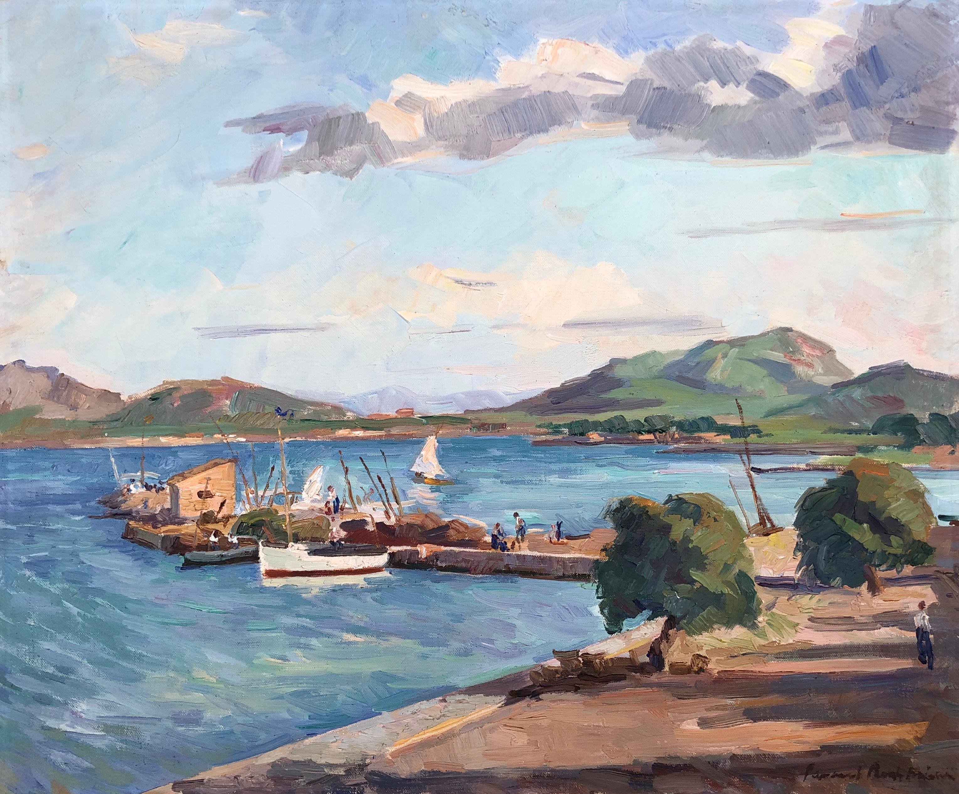 Roch Minue Ibiza landscape original oil on canvas spanish seascape Spain