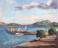 Roch Minue Ibiza paisaje original óleo sobre lienzo paisaje marino español España