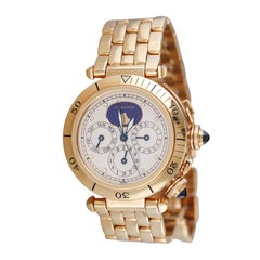 Pasha de Cartier Yellow Gold Moonphase Calendar Chronograph Watch, 1986