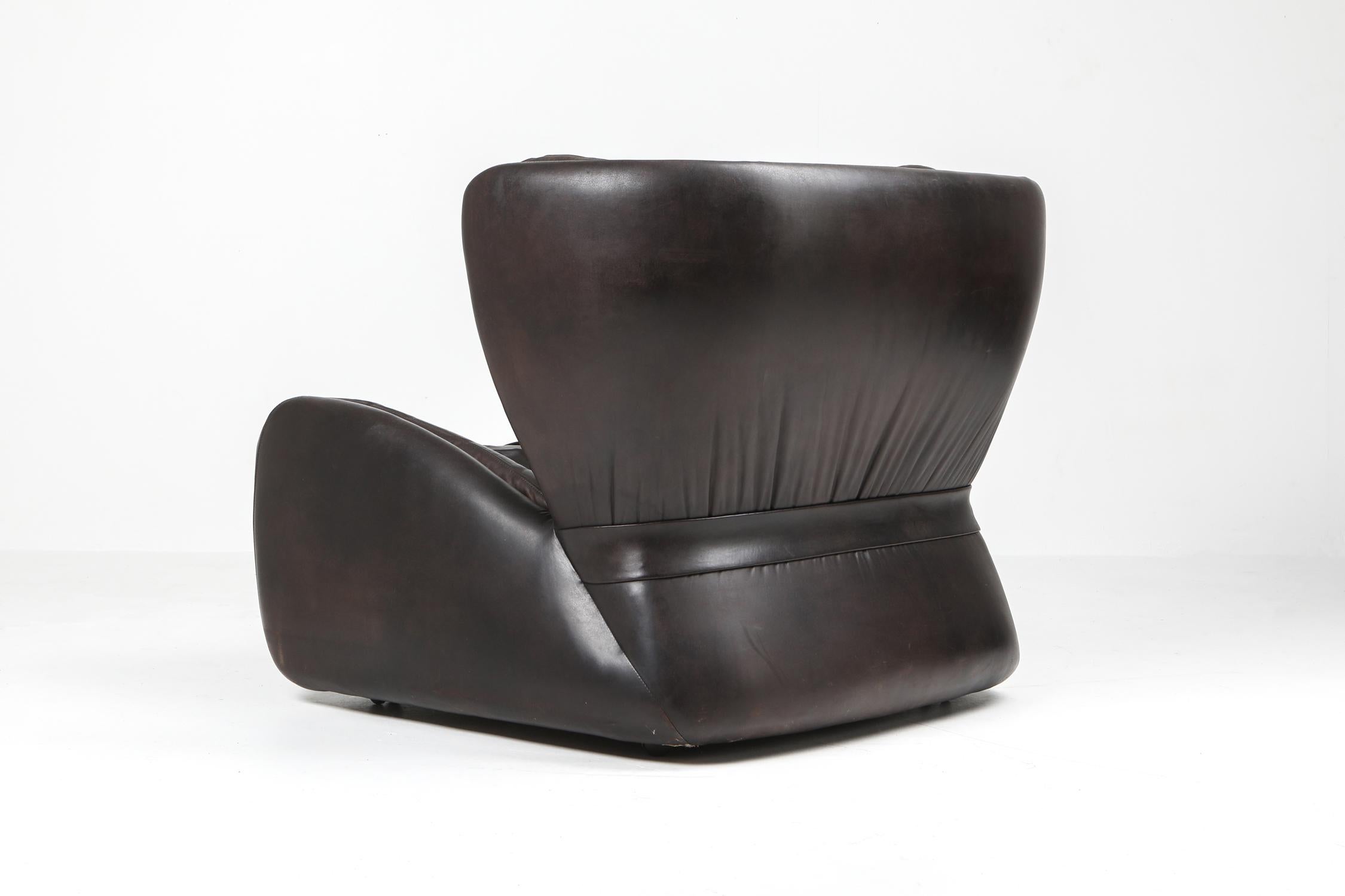 chaises longues 'Pasha' de Durlet en cuir chocolat foncé en vente 3
