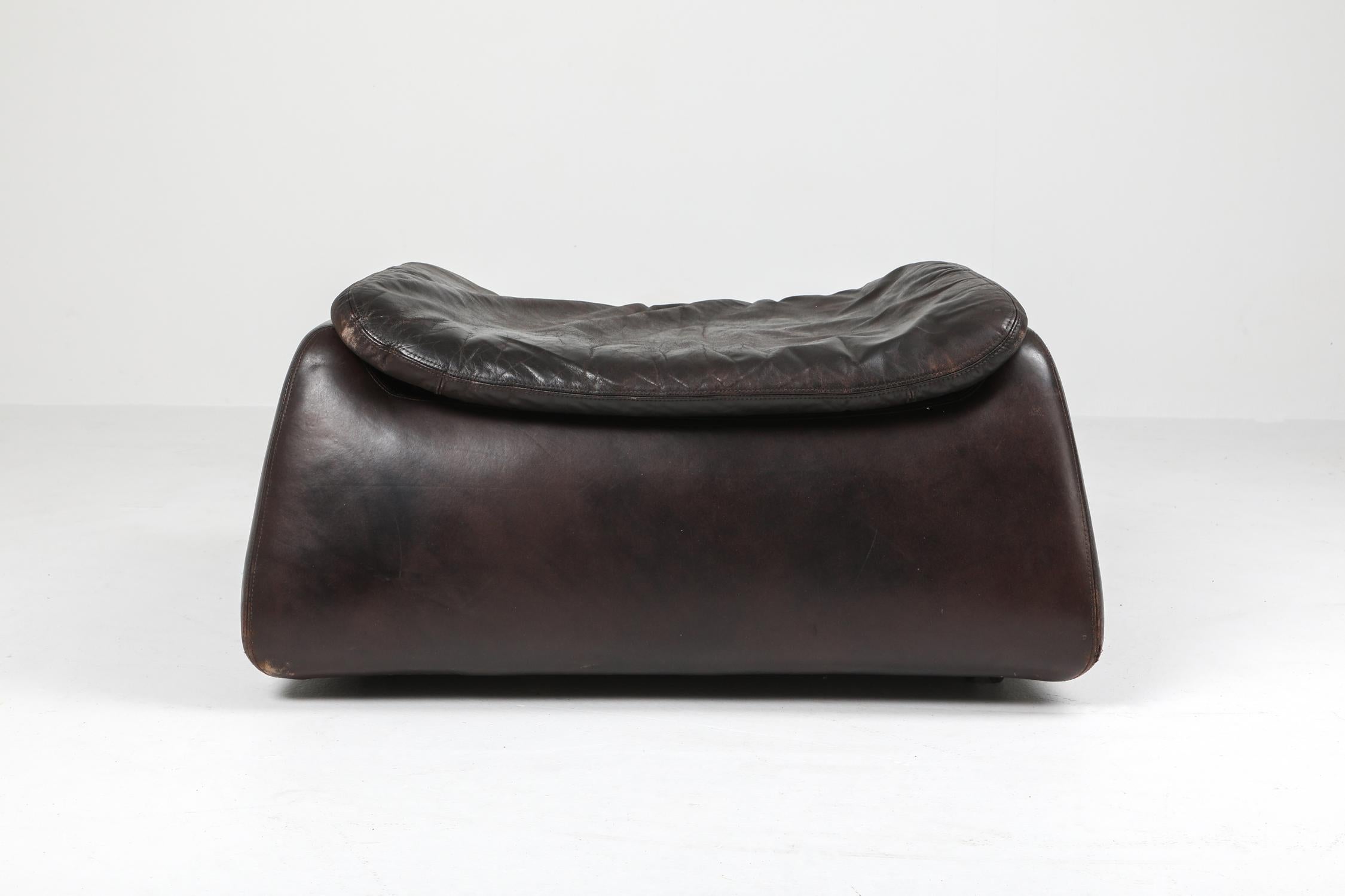 'Pasha' Lounge Chairs by Durlet in Dark Chocolate Leather For Sale 3