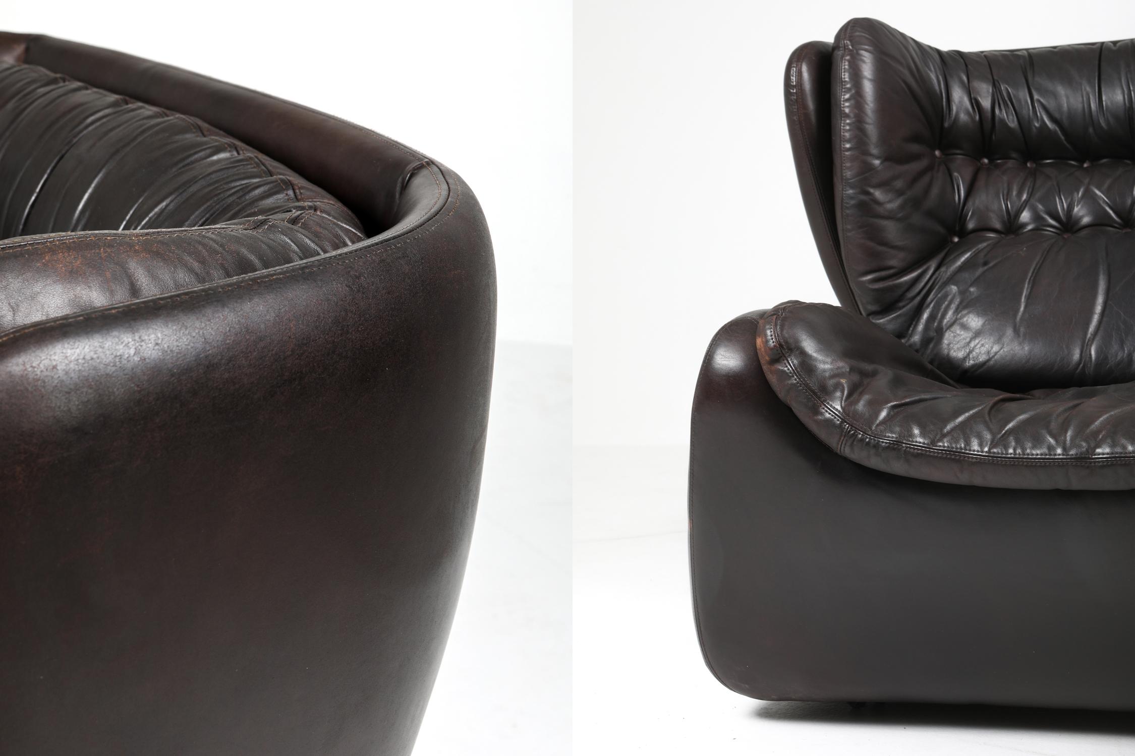 'Pasha' Lounge Chairs by Durlet in Dark Chocolate Leather For Sale 7