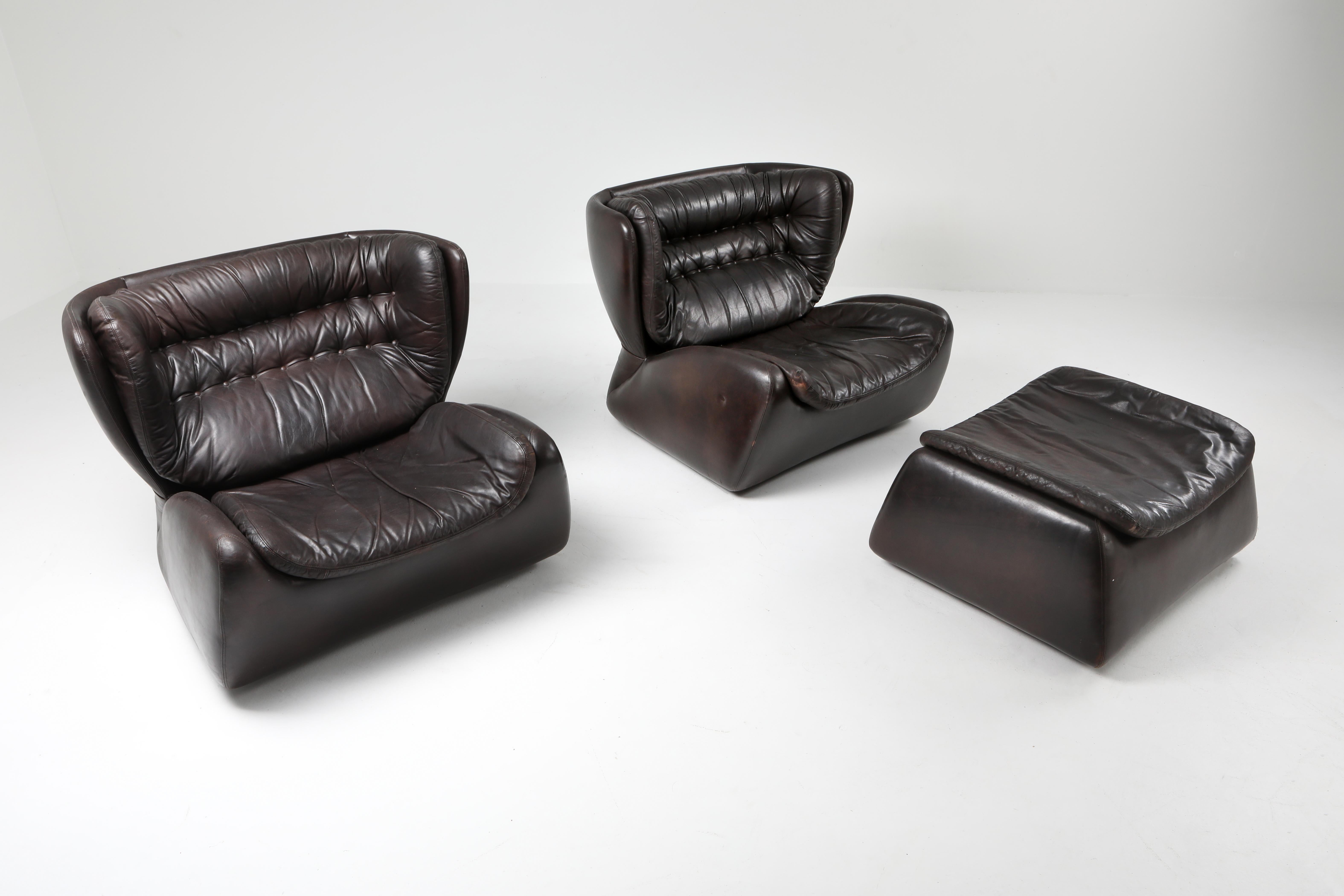 Heinz Waldmann & Anita Schmidt lounge chair for Durlet in 1970, dark chocolate brown leather, 

Durlet is a luxury leather furniture brand from Belgium, very much like De Sede in Switzerland.

In the 1970s, they had a large selection of