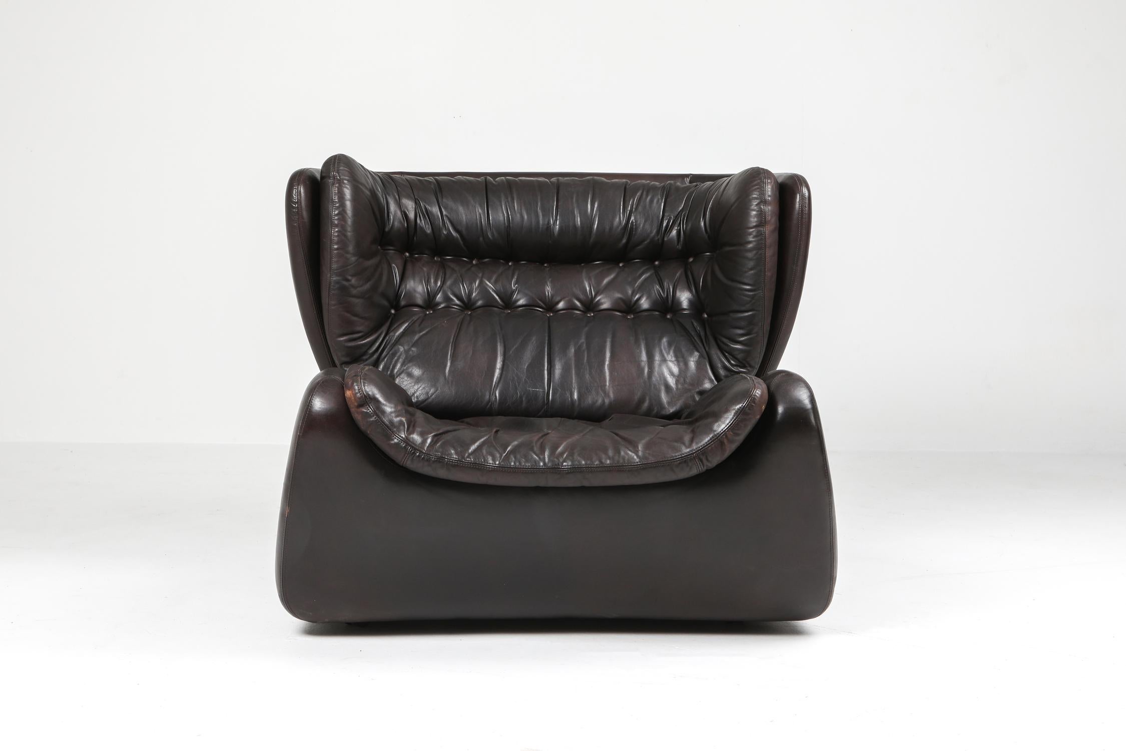 Cuir chaises longues 'Pasha' de Durlet en cuir chocolat foncé en vente