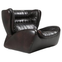 Vintage 'Pasha' Lounge Chairs by Durlet in Dark Chocolate Leather