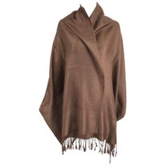 Pashmina and Silk Shawl in Chocolate Brown Unworn