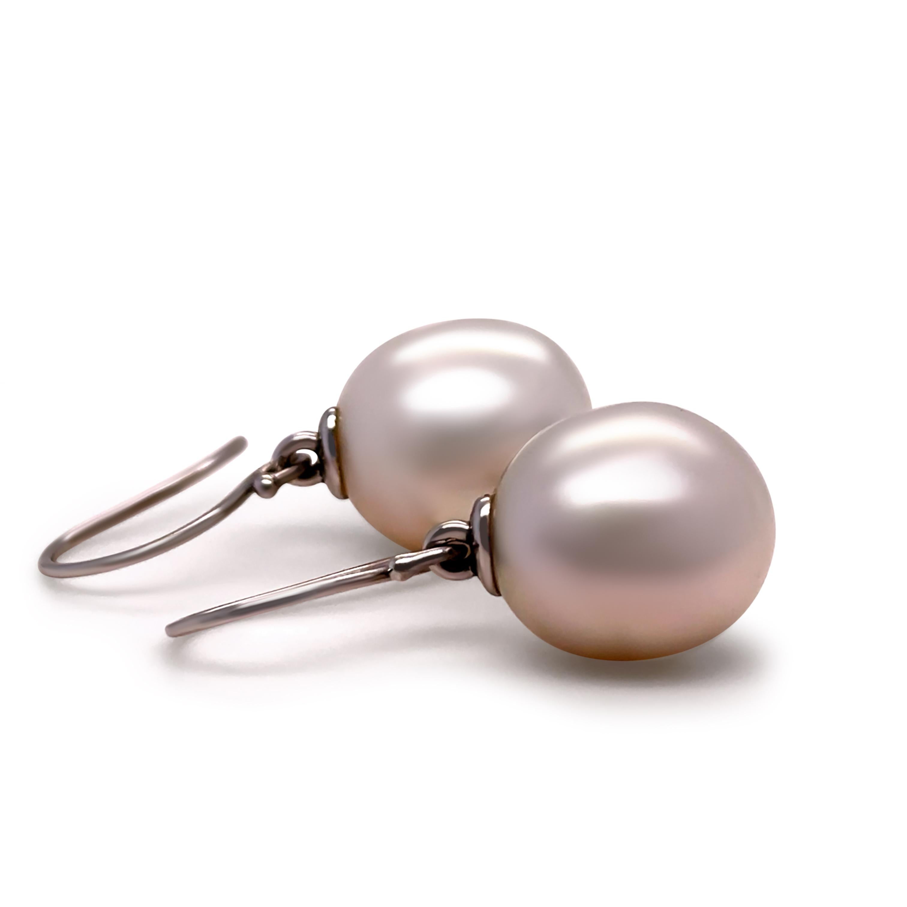 Round Cut Paspaley 18ct White Gold South Sea Pearl Shepherd Hook Earrings