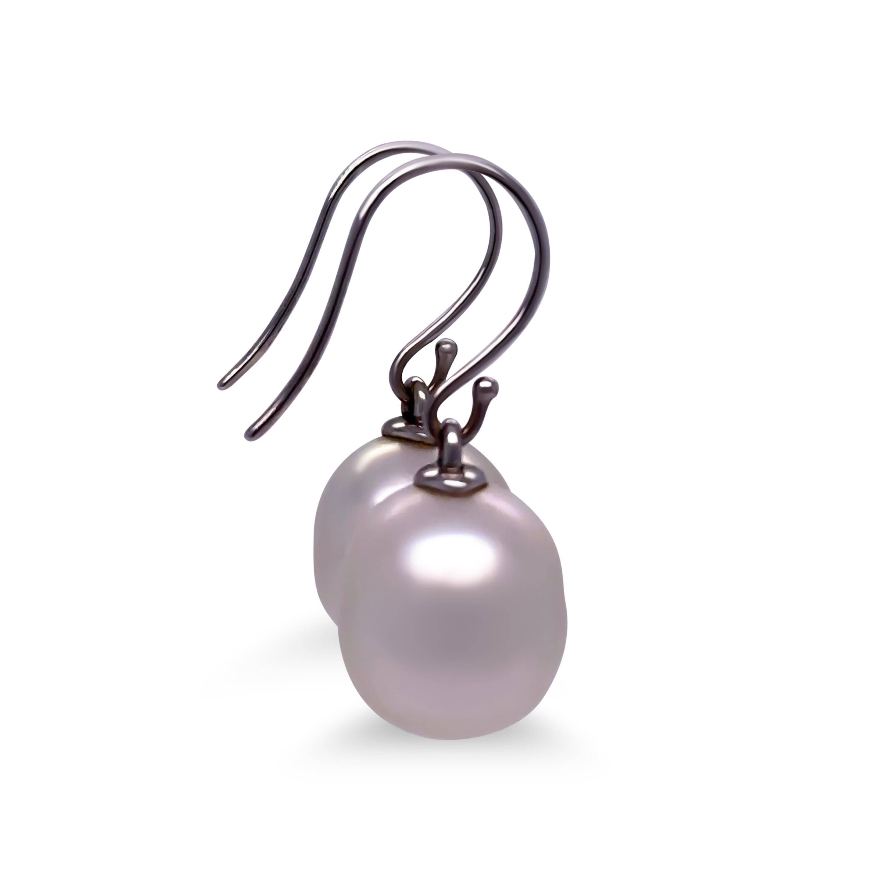 Women's Paspaley 18ct White Gold South Sea Pearl Shepherd Hook Earrings