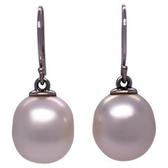 Paspaley 18ct White Gold South Sea Pearl Shepherd Hook Earrings