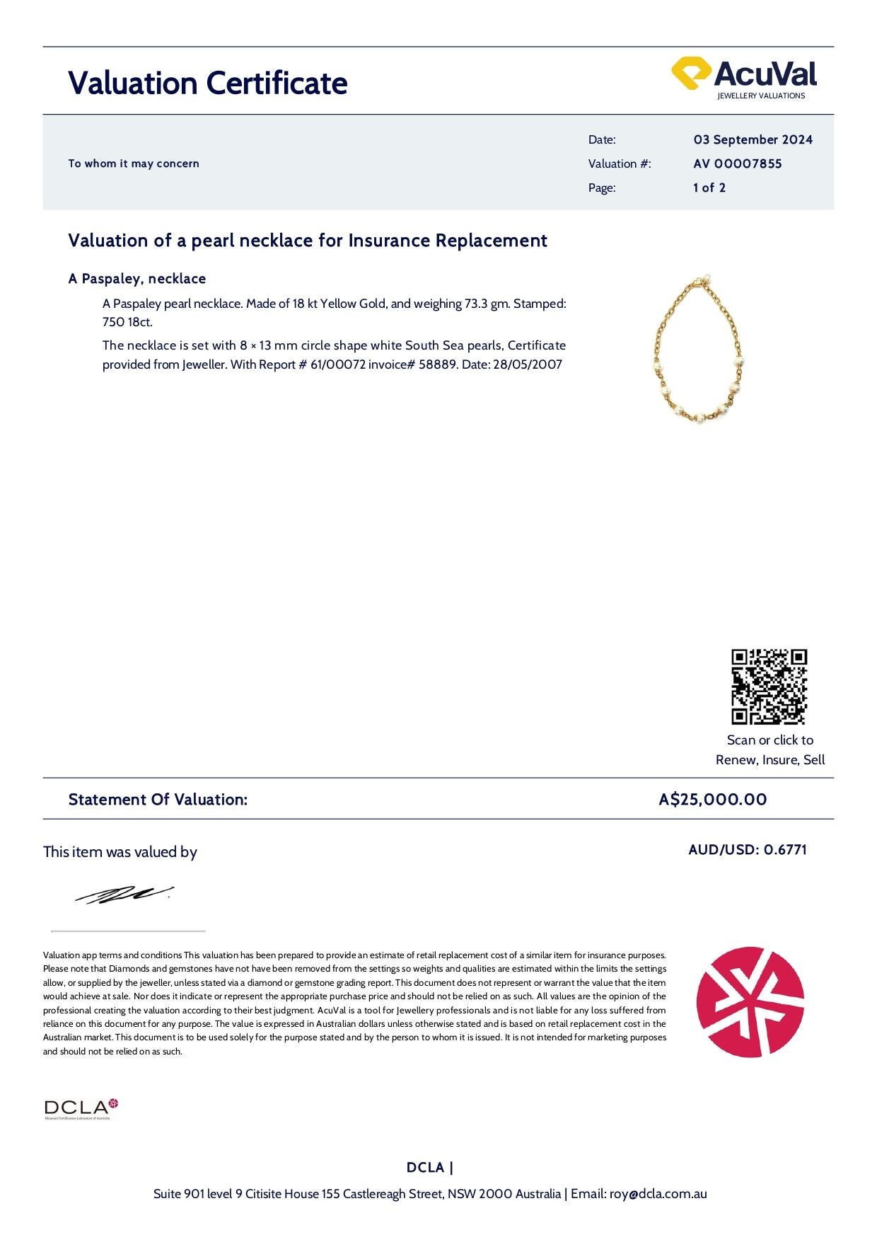 Paspaley 18ct Gelbgold Perlenkette 73.3g Perlenkette 5