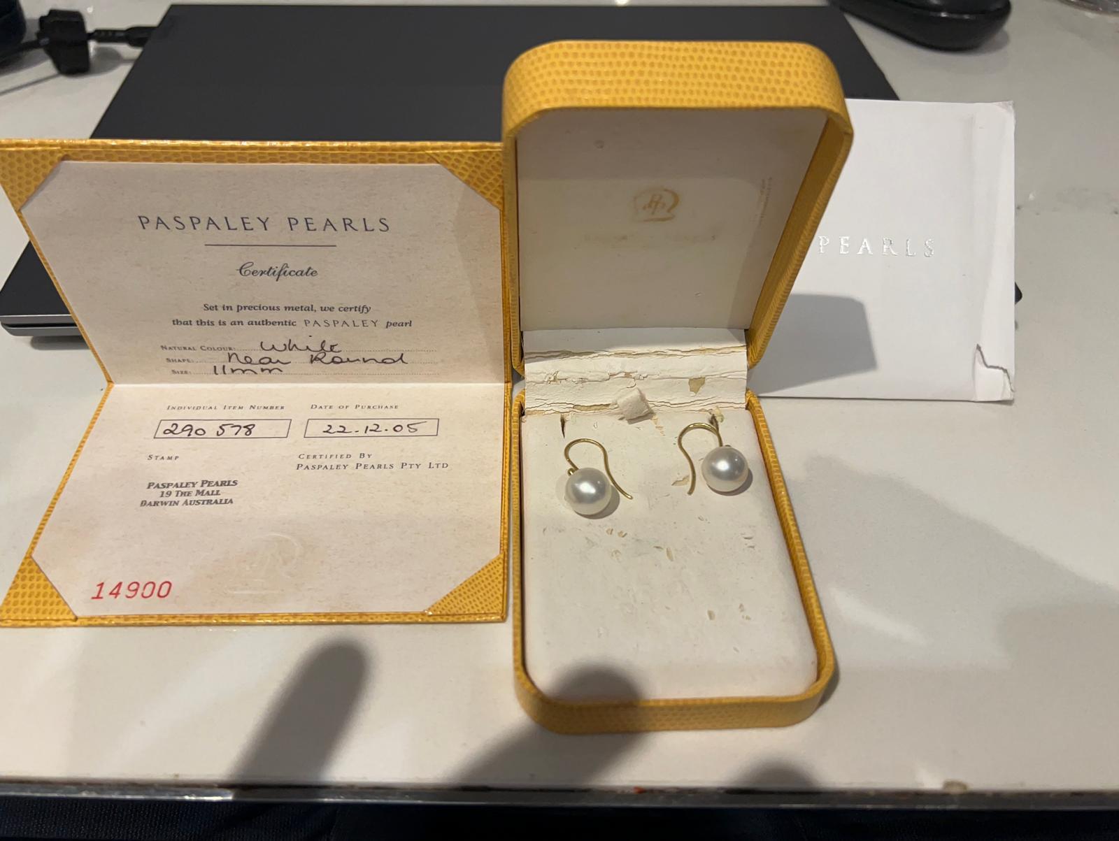 Paspaley 18ct Yellow Gold Shepherd Hook Earrings 6.34g 6