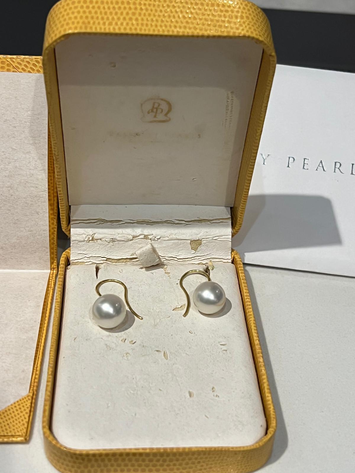 Paspaley 18ct Yellow Gold Shepherd Hook Earrings 6.34g 8