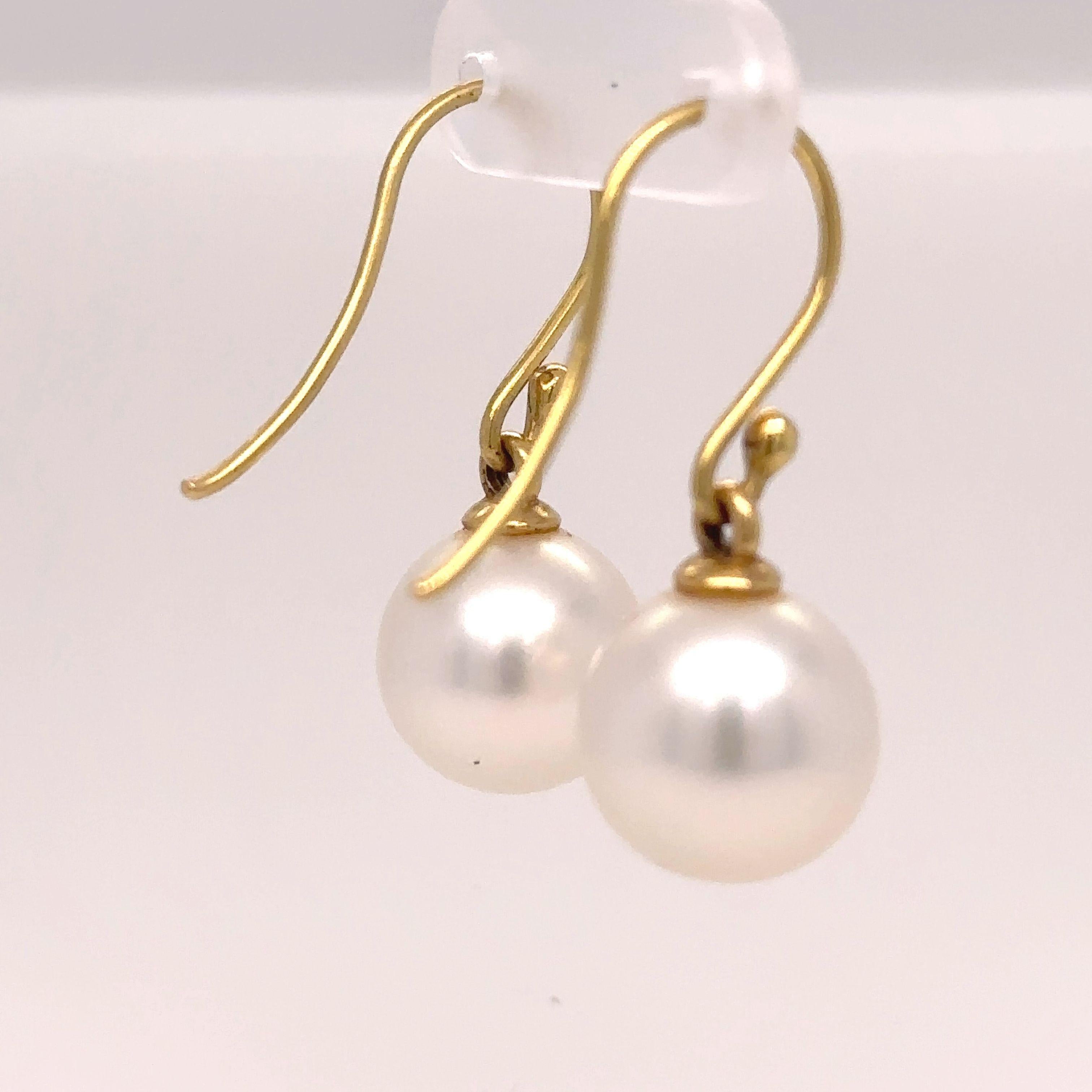 Paspaley 18ct Yellow Gold Shepherd Hook Earrings 6.34g 1