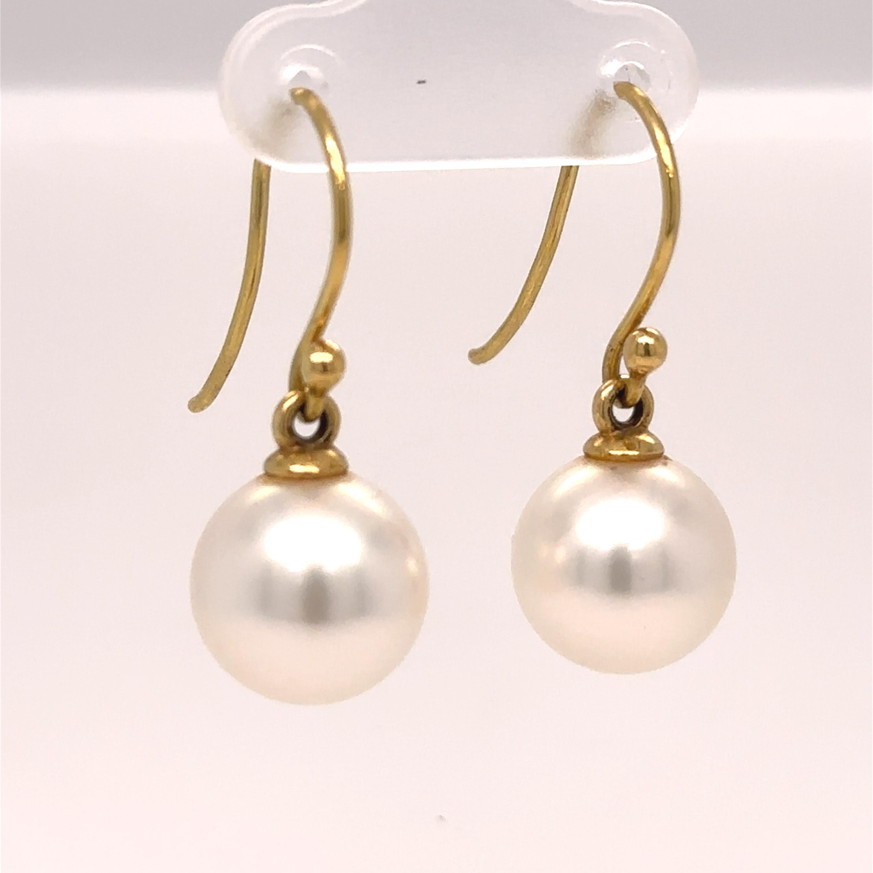 Paspaley 18ct Yellow Gold Shepherd Hook Earrings 6.34g 2