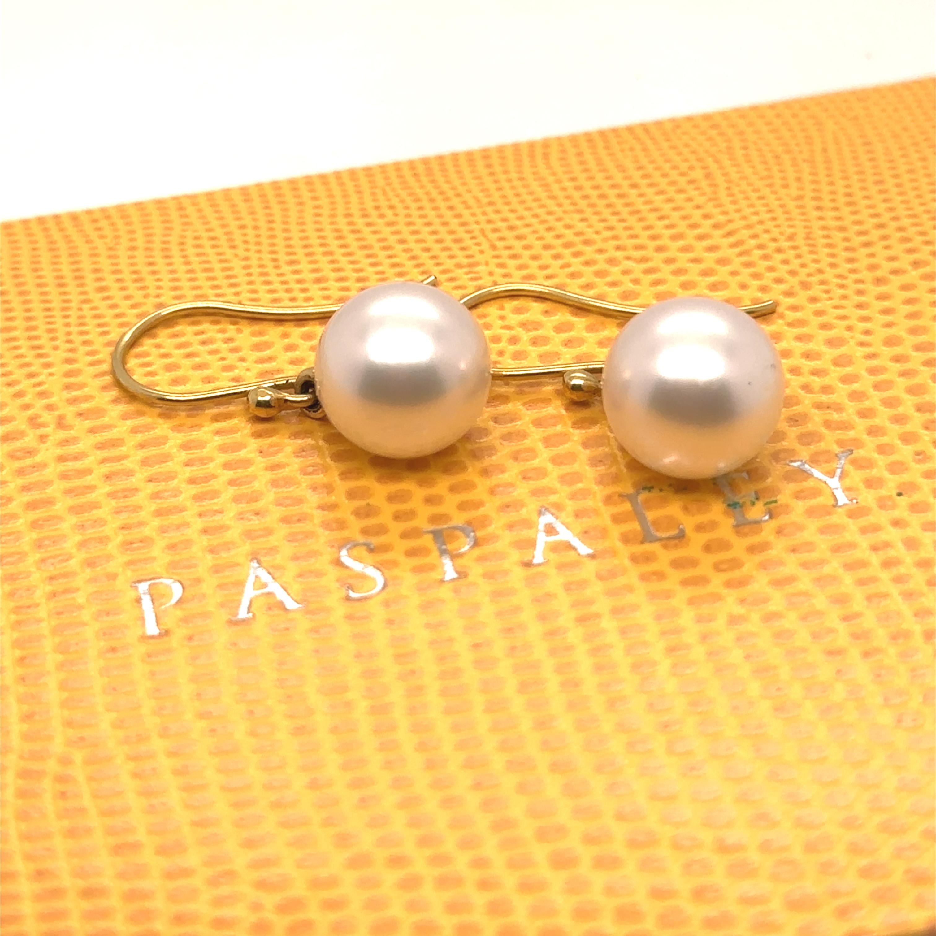 Paspaley 18ct Yellow Gold Shepherd Hook Earrings 6.34g 3