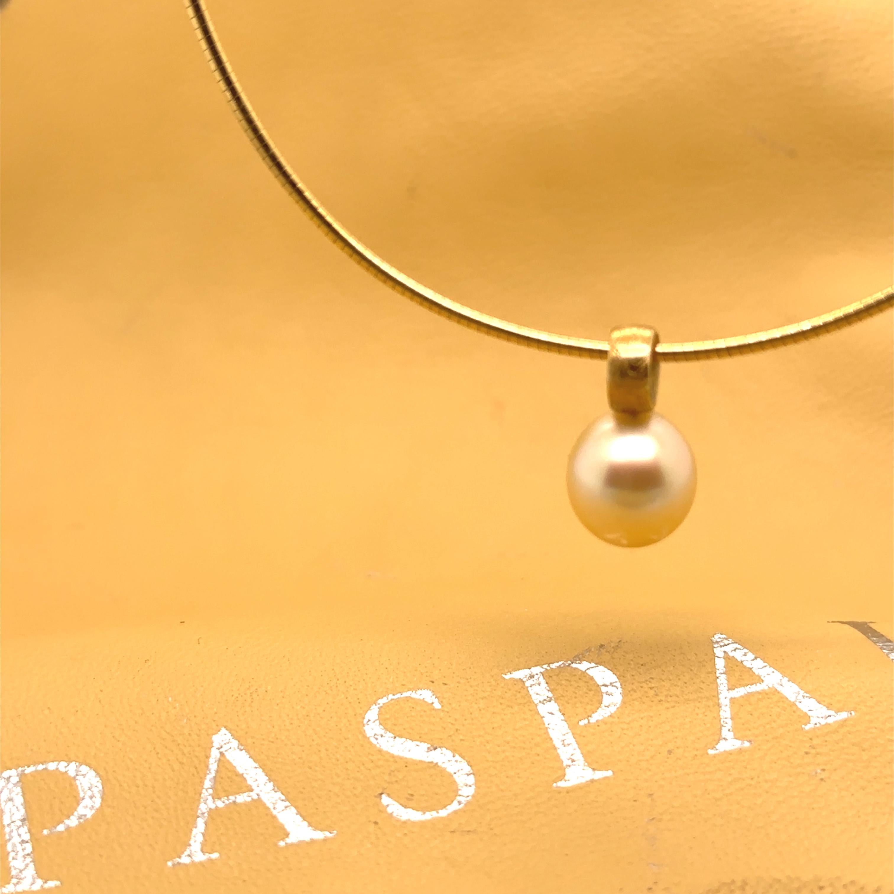 Women's Paspaley 18ct Yellow Gold South Sea Pearl Necklace 13.1g For Sale